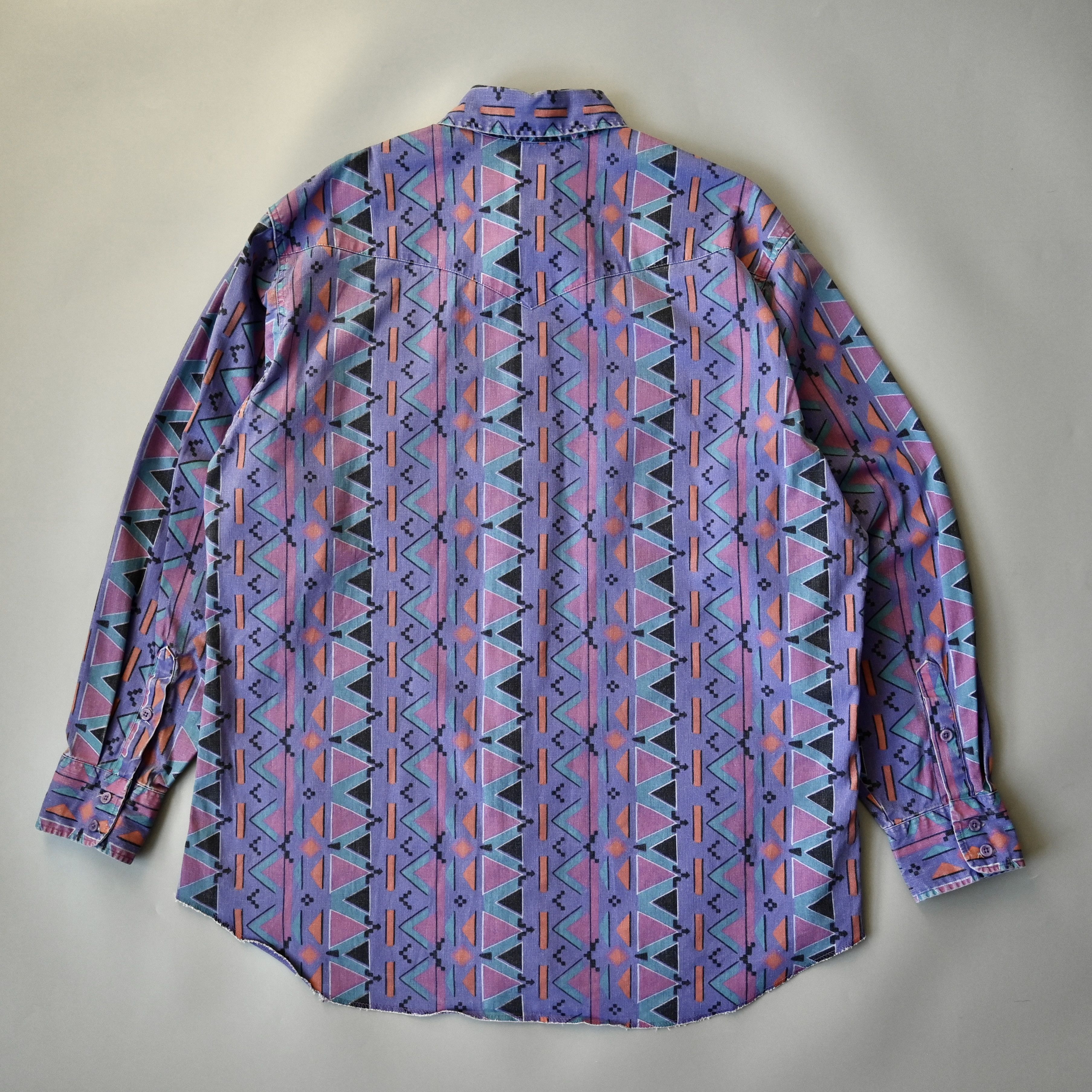 Vintage VTG Wrangler Brushpopper shirt Aztec Navajo soft purple 17.5 Size US XL / EU 56 / 4 - 2 Thumbnail