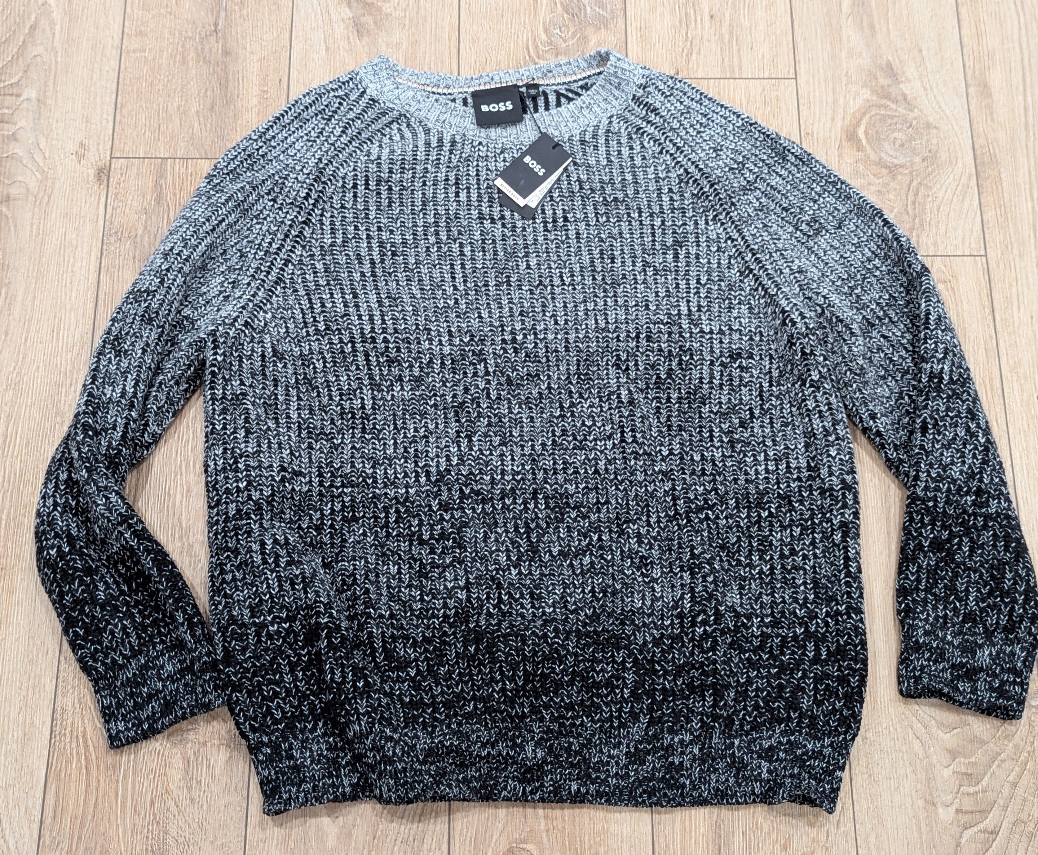 Hugo Boss BOSS "Ezrano" Ombre Rib Knit Crewneck Sweater Gray 2XL Size US XXL / EU 58 / 5 - 1 Thumbnail