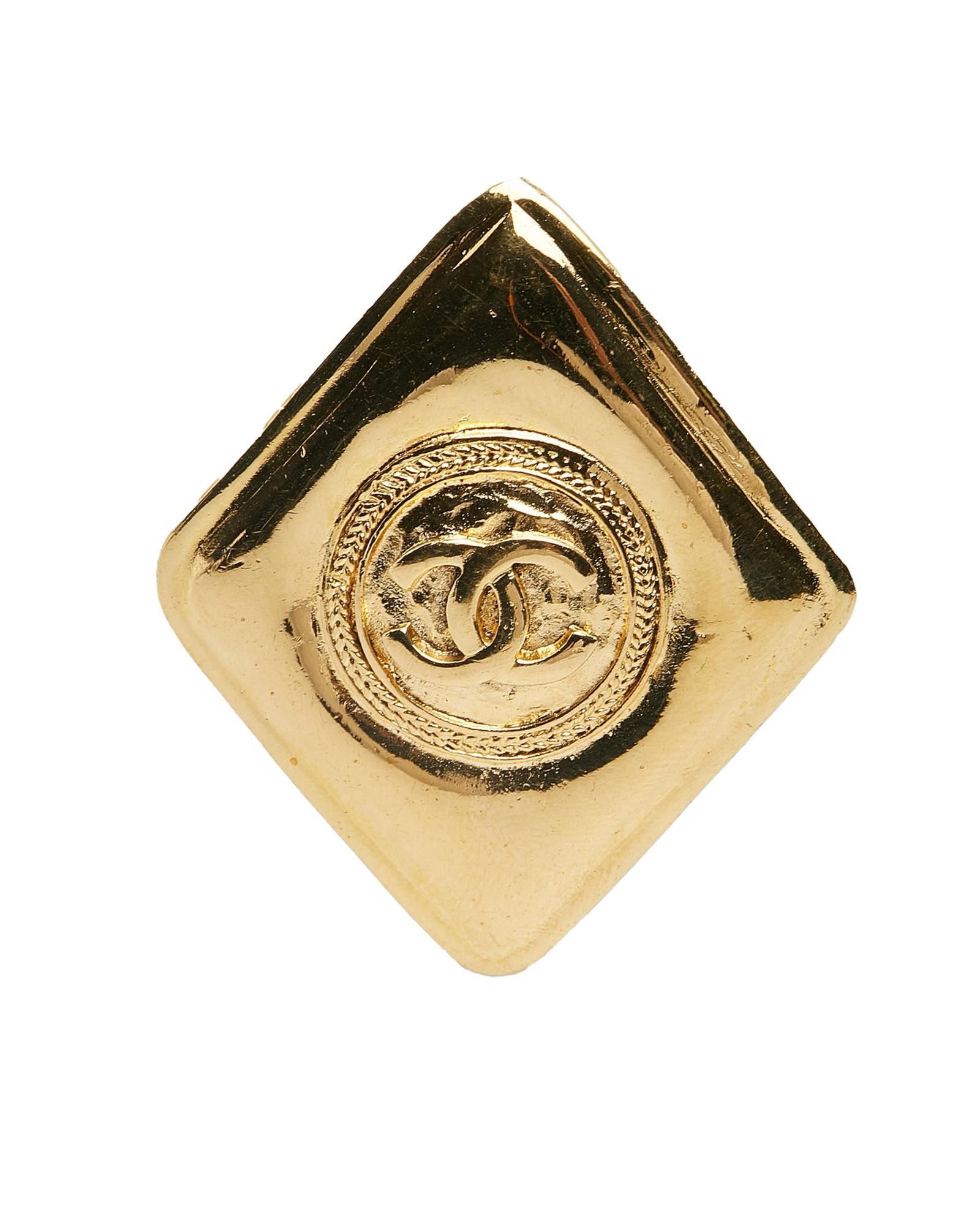 image of Chanel Metal Brooch With Pin Closure in Gold, Women's