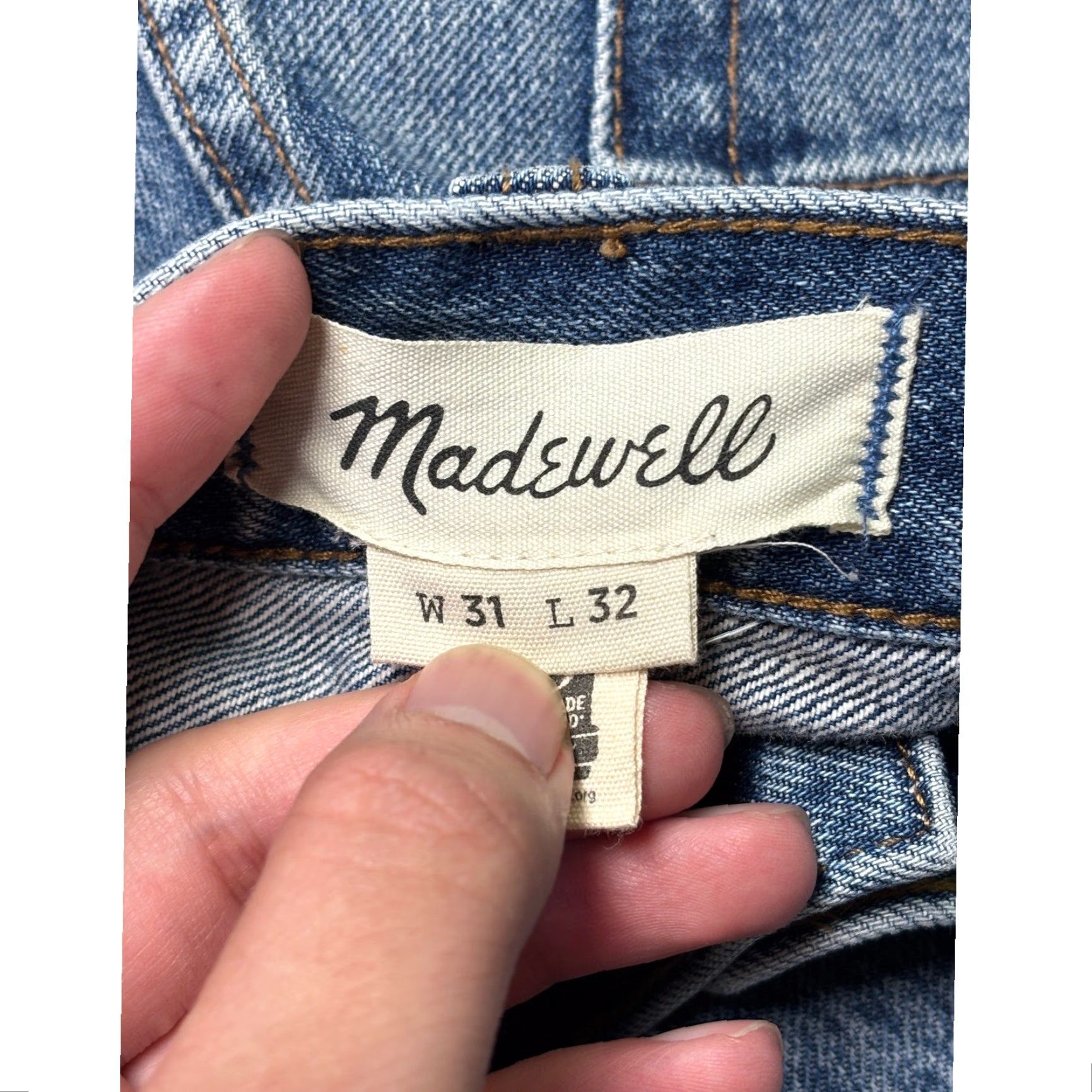 Madewell Madewell Jeans Mens Kaihara Denim Straight Leg Distressed 31 W 31x32 Blue Medium Cotton 5-Pocket Button Zip Modern Casual Mens Size US 31 - 5 Thumbnail