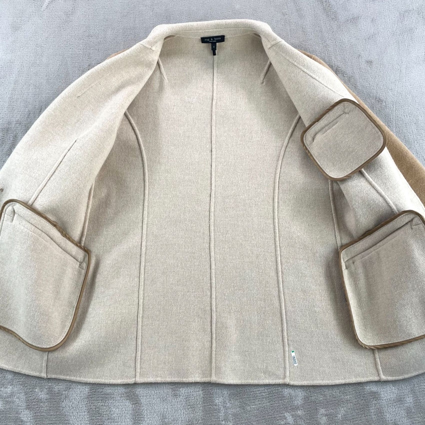Rag & Bone rag & bone Margot Blazer Women 4 Sand Wool Blend Front Button Pockets Denim? Size S / US 4 / IT 40 - 4 Thumbnail