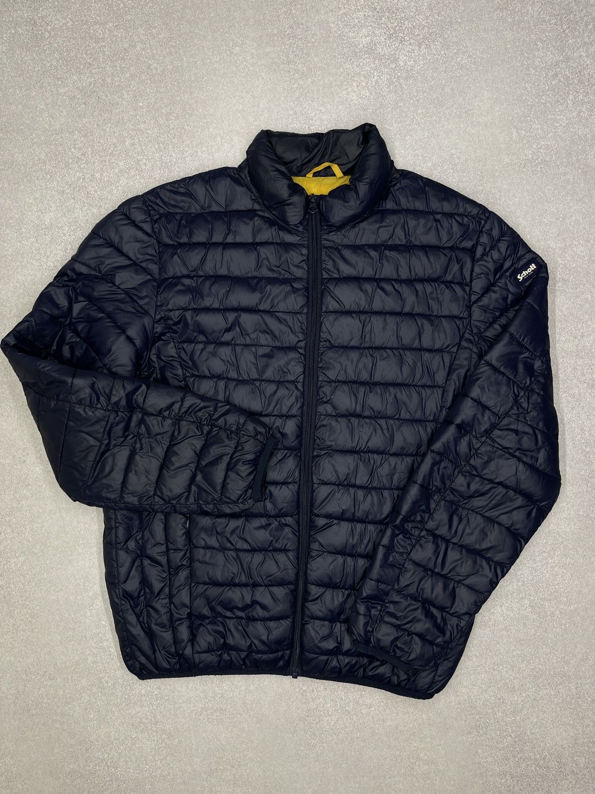 Schott Mens Schott NYC Micro Puffer Jacket Navy Y2K Size XL Size US XL / EU 56 / 4 - 2 Thumbnail