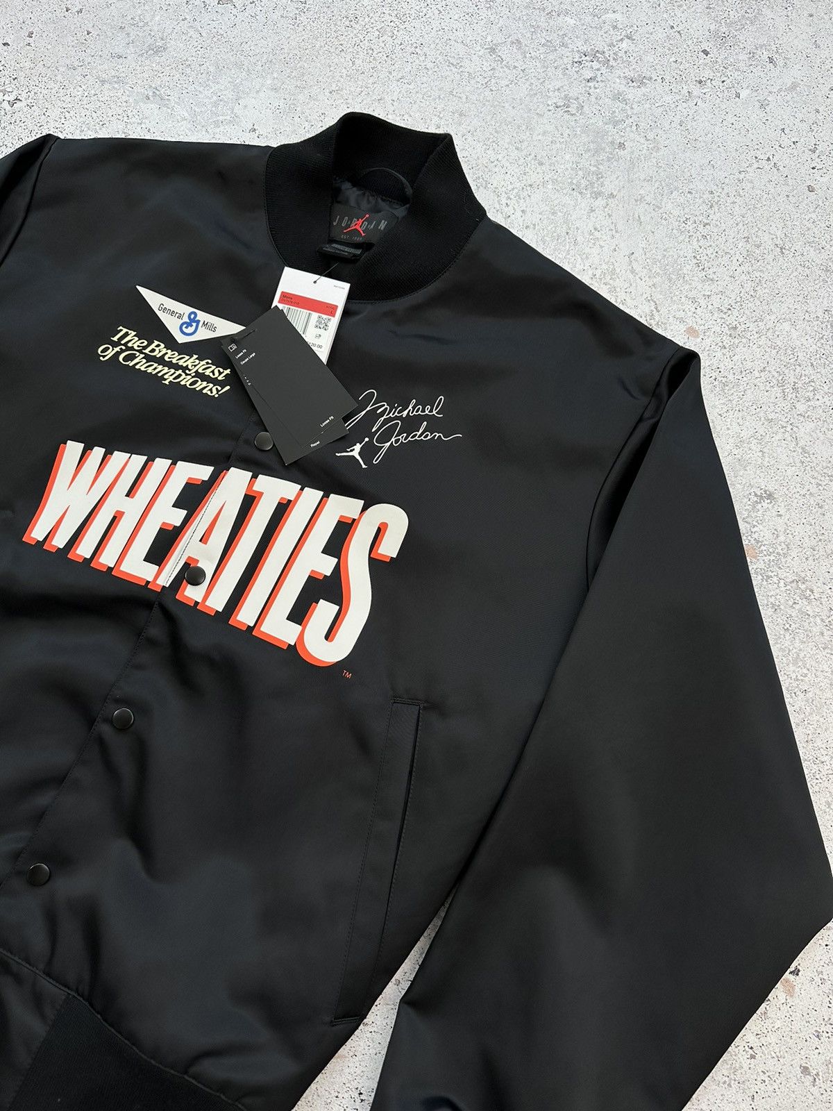 Jordan Brand × Nike Jordan Flight MVP Wheaties varsity bomber jacket Men L black Size US L / EU 52-54 / 3 - 1 Thumbnail