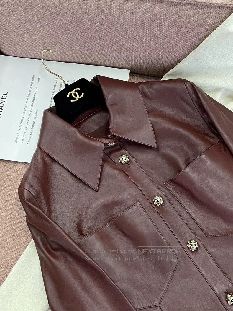 Chanel Chanel 22K Bordeaux Red Leather Jacket . Size US M / EU 48-50 / 2 - 2 Thumbnail