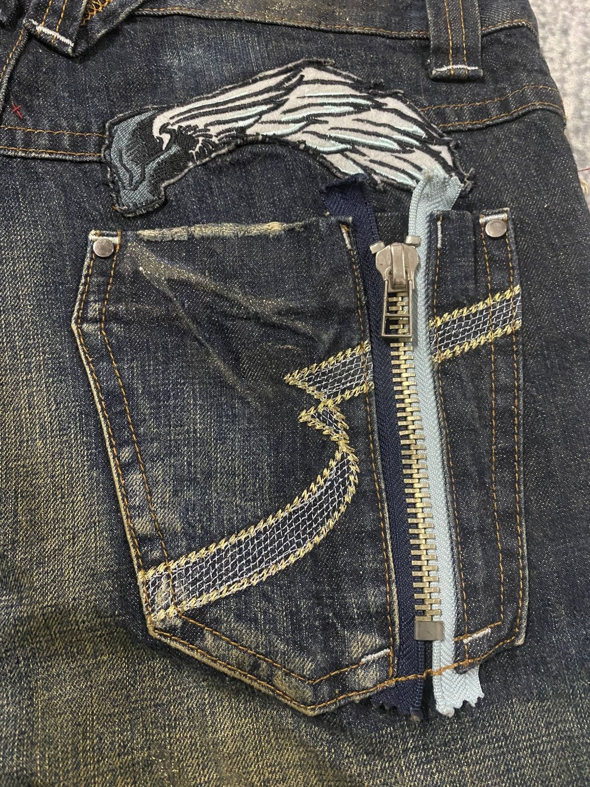 Japanese Brand Semantic Design Nicely Faded Zipper Back Pocket Jeans Size US 34 / EU 50 - 5 Thumbnail