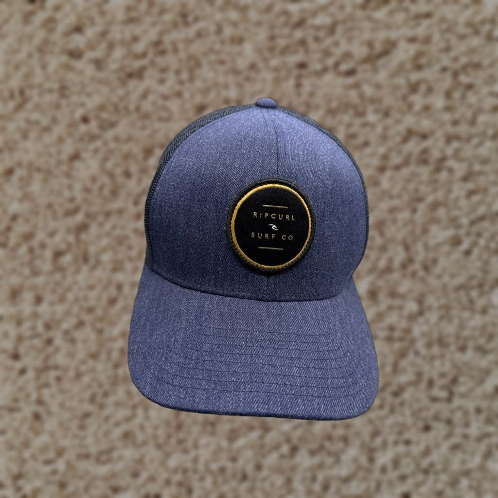 Rip Curl RIP CURL Hat Cap Snap Back Adult Blue Denim Look Trucker Polyester Wool Blend Size ONE SIZE - 1 Thumbnail
