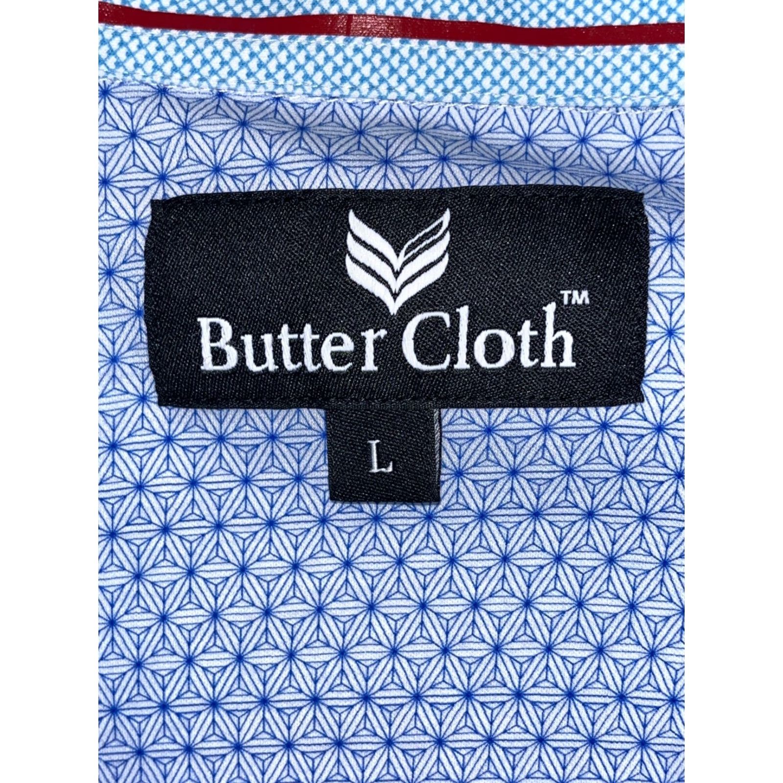 Buttero Butter Cloth Shirt Mens L Blue Button Up Icy Cotton Stretch Performance Geometric 90s Designer Classic Mens Size US L / EU 52-54 / 3 - 5 Thumbnail