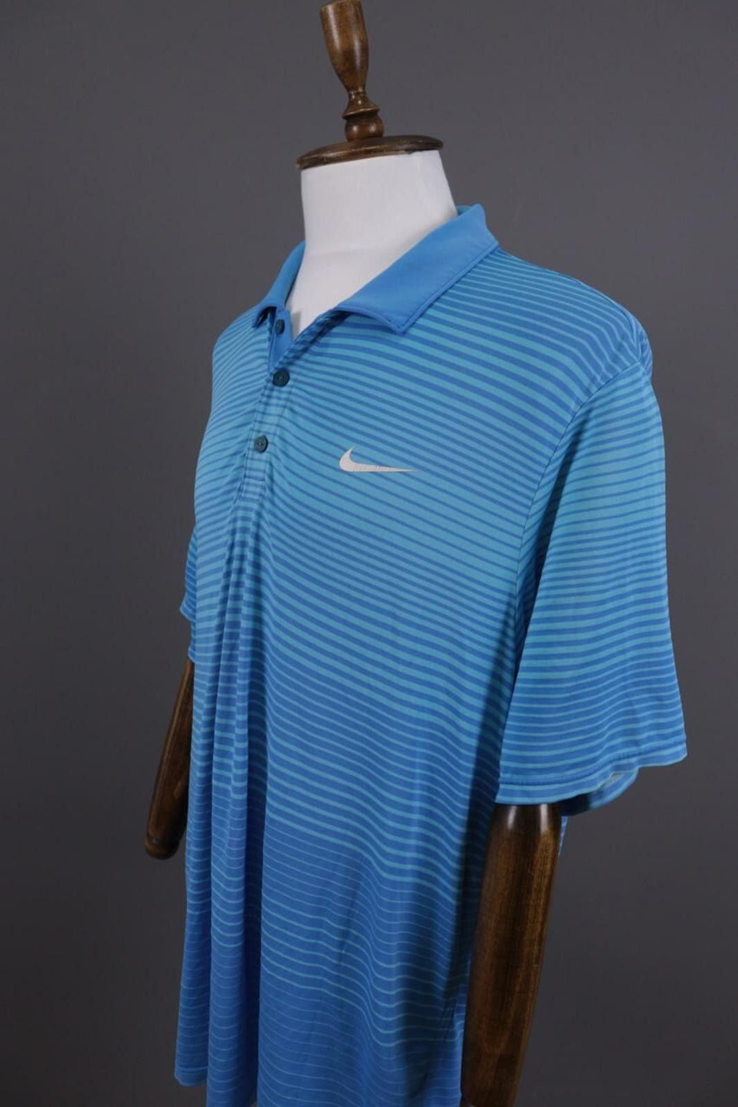 Nike Nike Golf Dri Fit Blue Striped Tennis Polo Shirt Size L Size US L / EU 52-54 / 3 - 5 Thumbnail