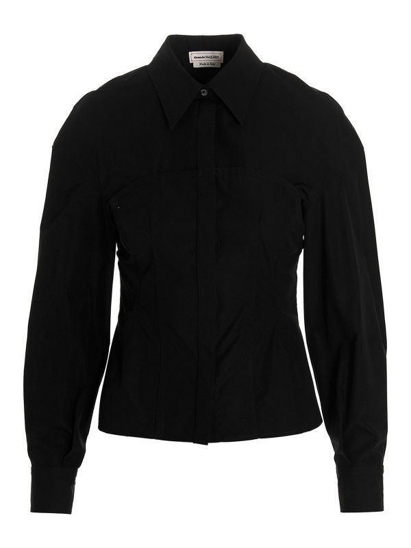 Alexander McQueen o1y0325 Blouse in Black Size S / US 4 / IT 40 - 1 Thumbnail