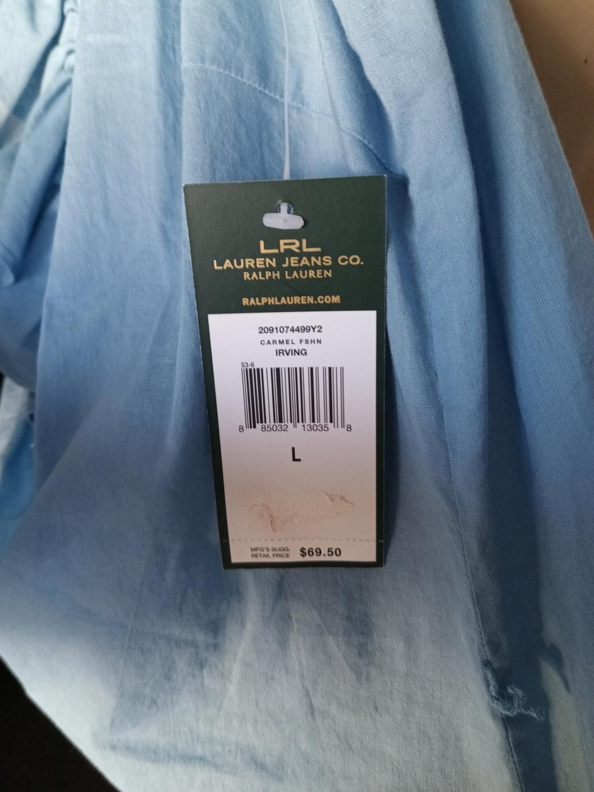 Polo Ralph Lauren Ralph Lauren Lauren Jeans Co. Light Blue Ruffled Top Size L Size L / US 10 / IT 46 - 2 Thumbnail
