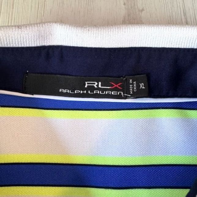 Ralph Lauren RLX Ralph Lauren Short Sleeve Polo Mens XL Chartreuse Blue White Striped Polo Shirt Size US XL / EU 56 / 4 - 2 Thumbnail