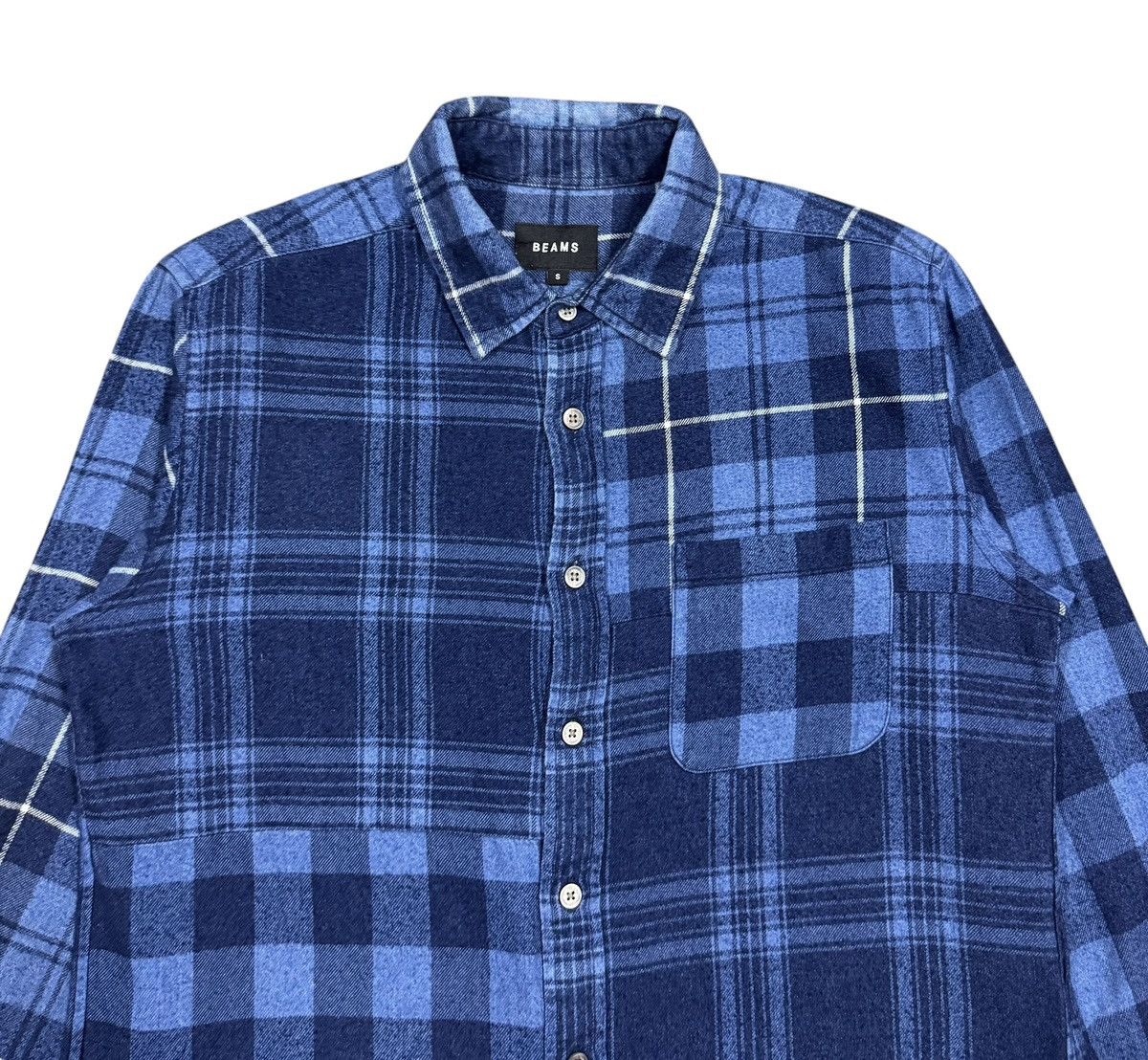 Beams Japan Vtg🔥Beams Japan Checked Patchwork Oxford Shirt Size US S / EU 44-46 / 1 - 3 Thumbnail