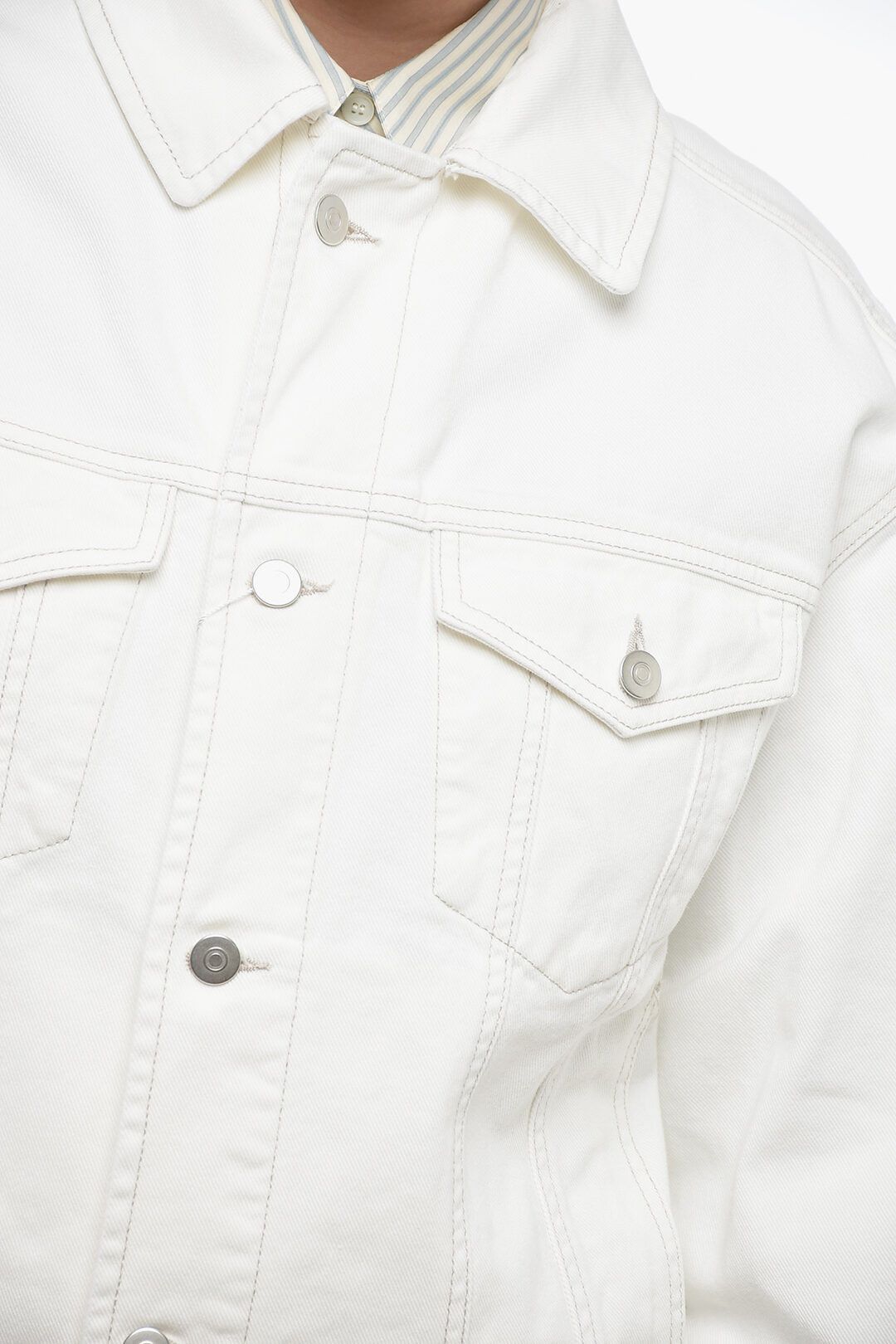 Maison Margiela og1mm1224 Denim Jacket in White Size S / US 4 / IT 40 - 3 Thumbnail