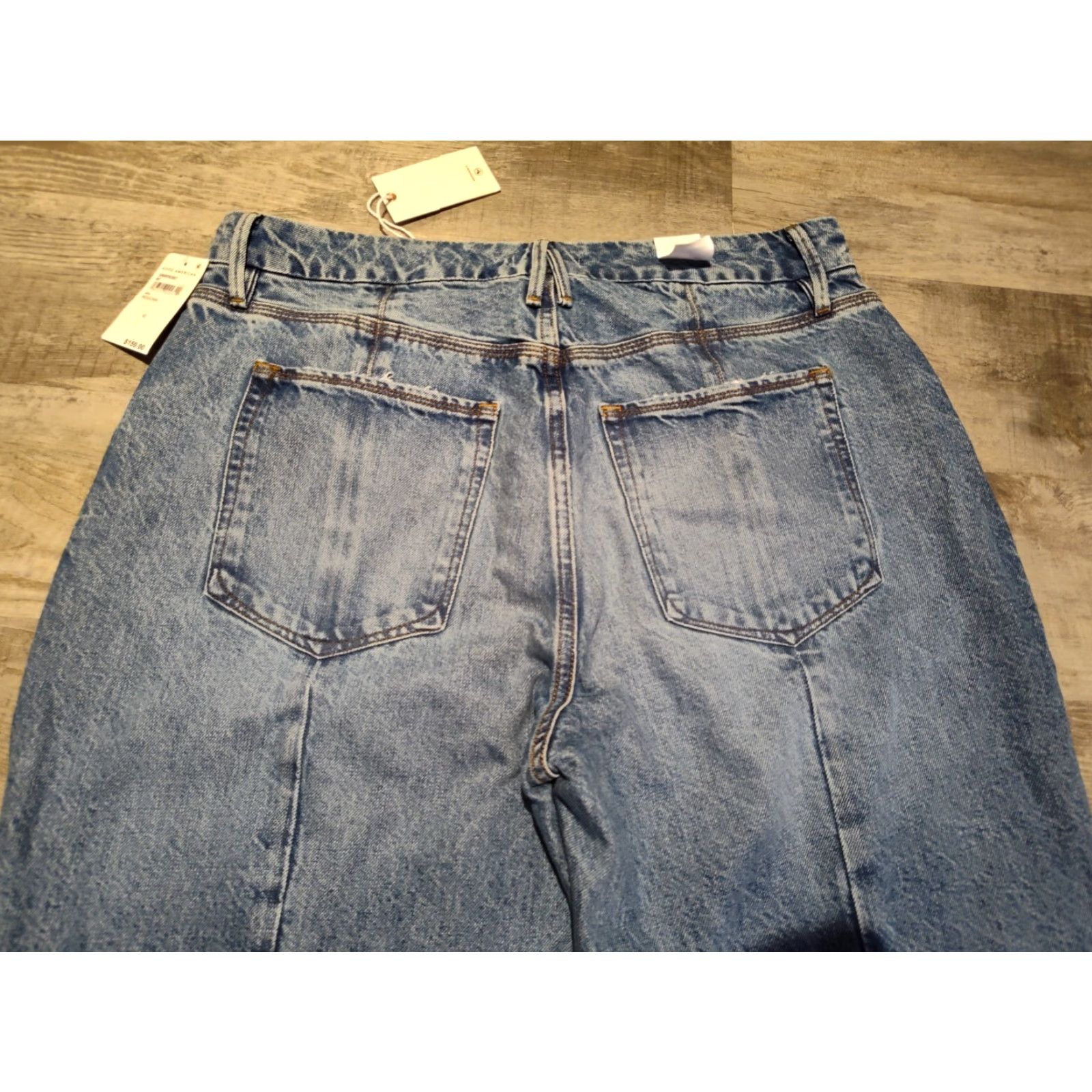 Good American Good American High Rise 90s Split Back Hem Jeans Size 12 Indigo Blue Womens Size 34" / US 12 / IT 48 - 4 Thumbnail