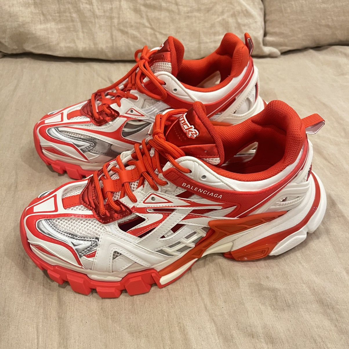 Balenciaga $1200 Balenciaga Track.2 Runners Sneaker, White Red Grey Size US 8 / EU 41 - 4 Thumbnail
