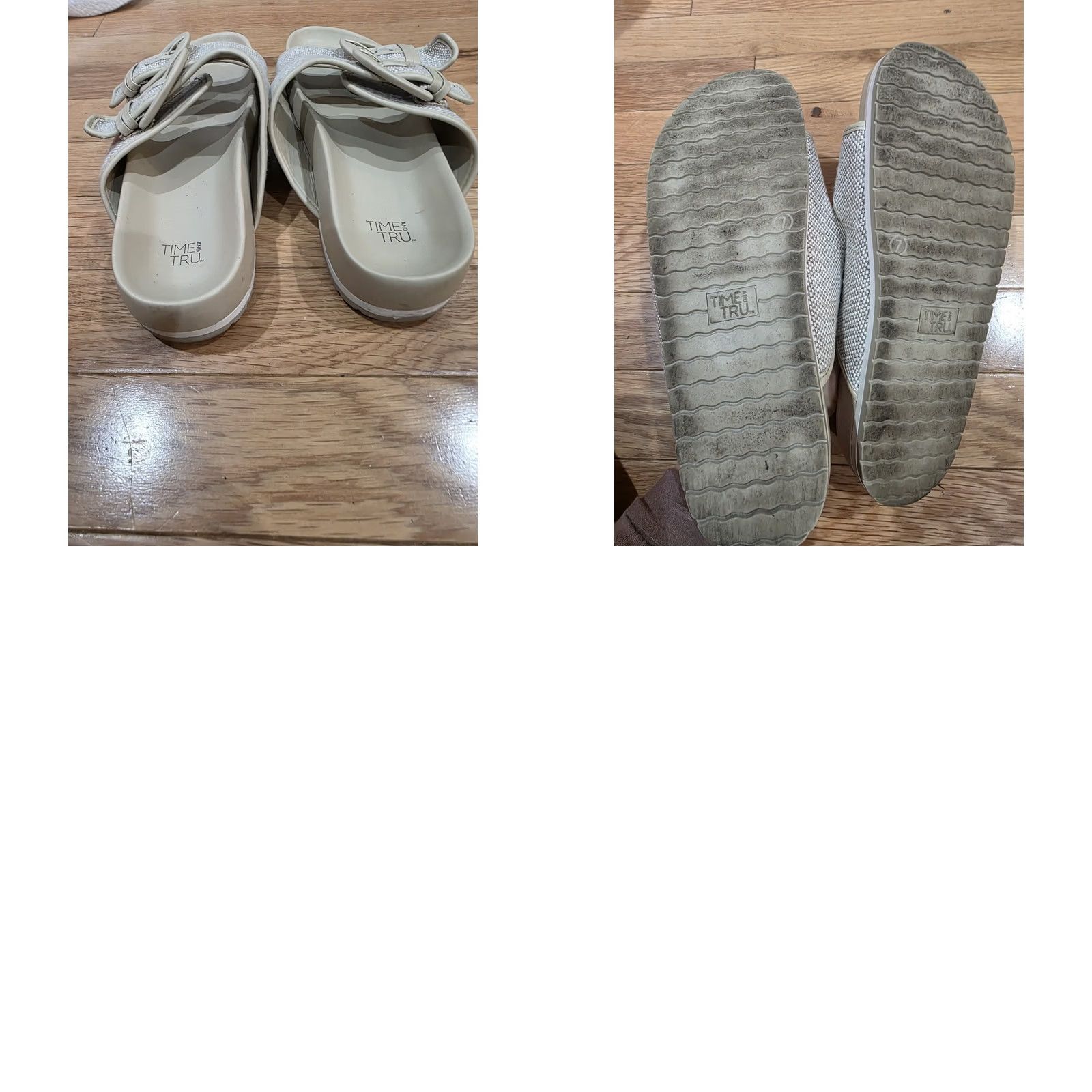 Vintage TIME Time And True Double Buckle Sandals Sandal Slide Open Toe Grey-Tan Size 7 Womens Shoes Turtle Gray Tan 7 Size US 7 / IT 37 - 8 Thumbnail