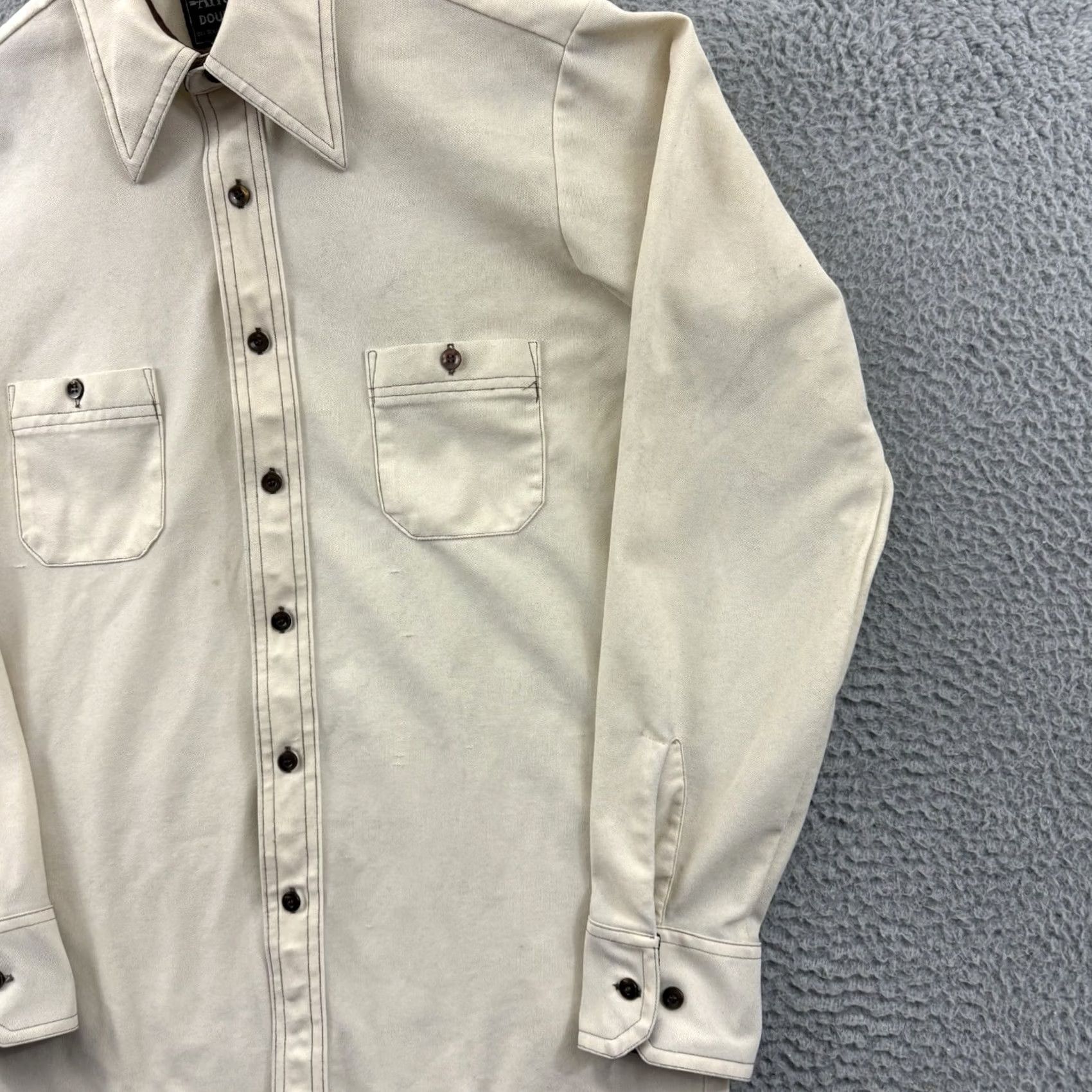 Arrow VINTAGE Arrow Doubler Shirt Mens Medium Beige Long Sleeve 70s Button Up Western Size US M / EU 48-50 / 2 - 5 Thumbnail