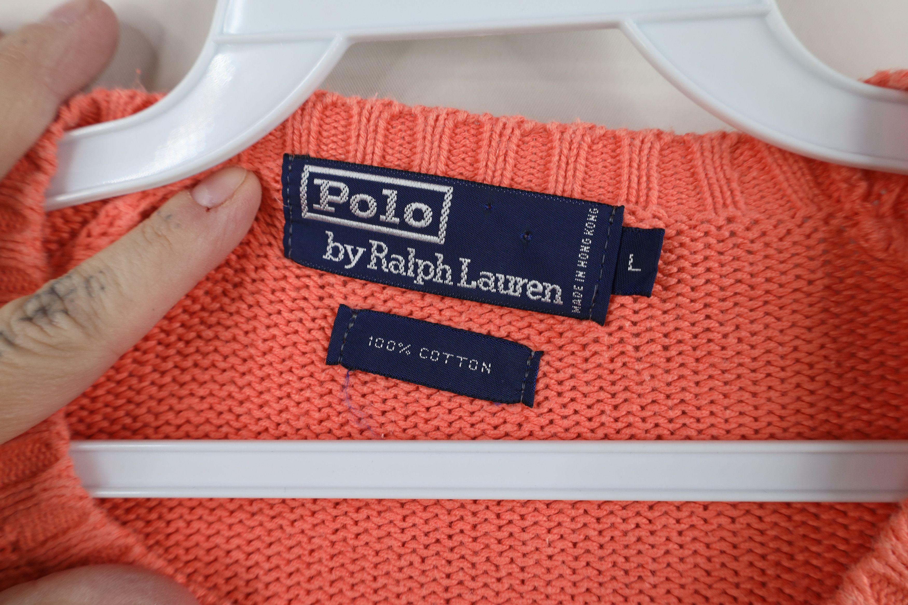 Polo Ralph Lauren Vintage 90s Ralph Lauren Ribbed Knit Crewneck Sweater Pink Size US L / EU 52-54 / 3 - 5 Thumbnail