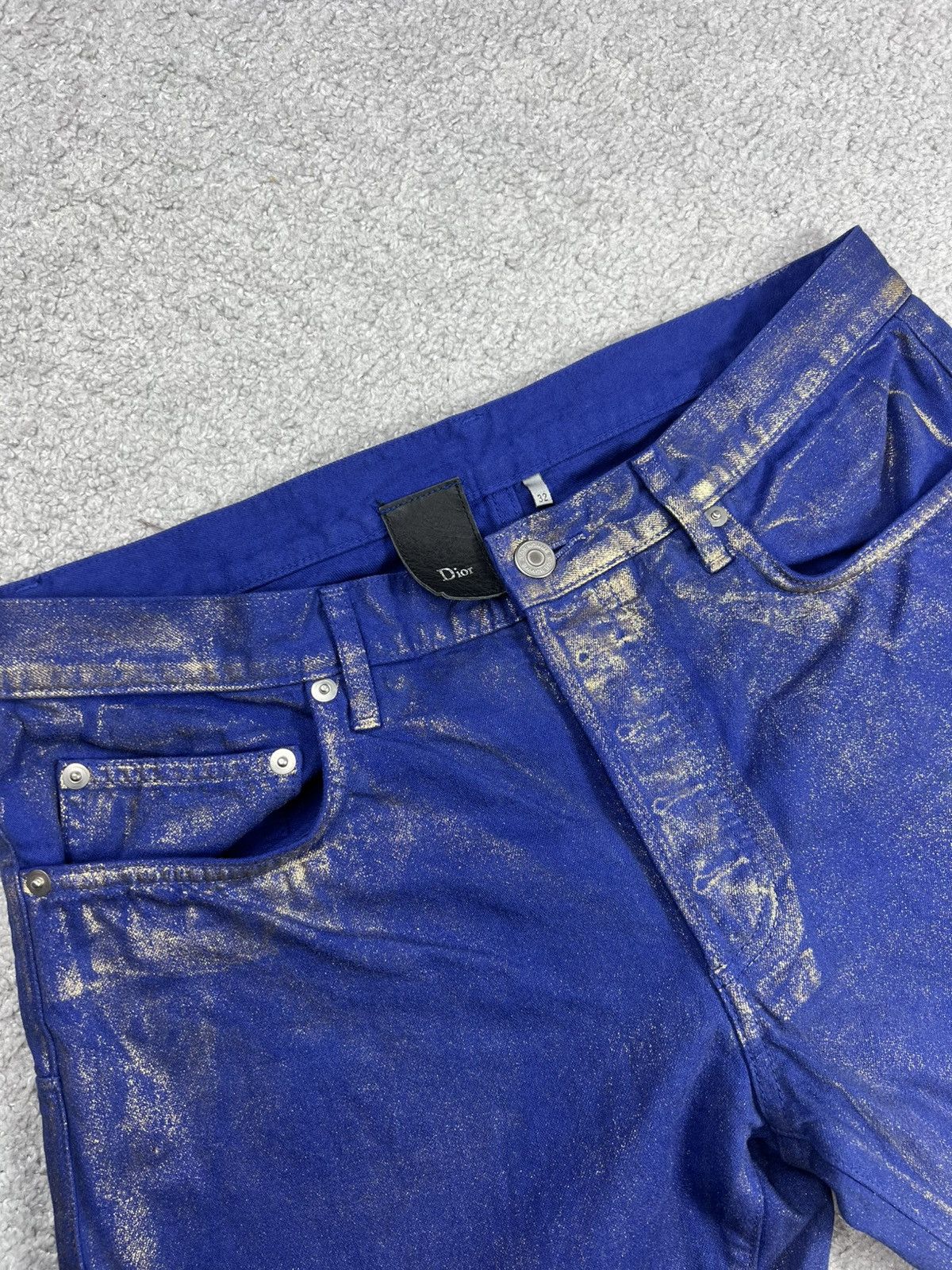 Dior SS09 DIOR HOMME “PLANISPHERE” Luster Gold Waxed Jeans Size US 30 / EU 46 - 8 Thumbnail