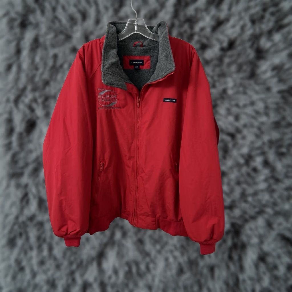 Lands' End Lands' End Squall Bomber Jacket Mens XL Red Fleece Lined Full Zip Pockets L/S Size US XL / EU 56 / 4 - 1 Thumbnail