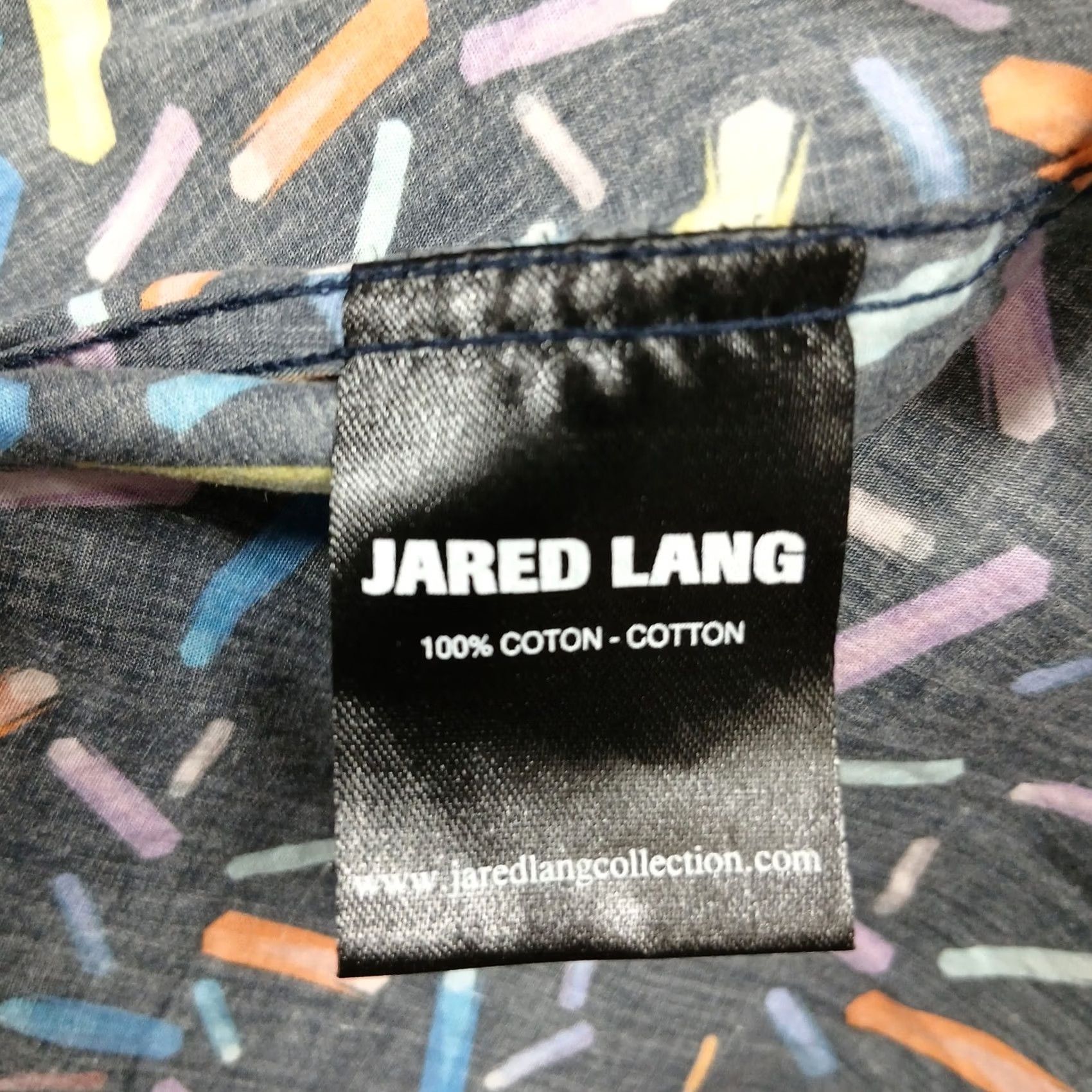 Jared Lang Jared Lang Men's Button-Down Shirt L Black Colorful Geometric Print Cotton Shirt Size US L / EU 52-54 / 3 - 5 Thumbnail