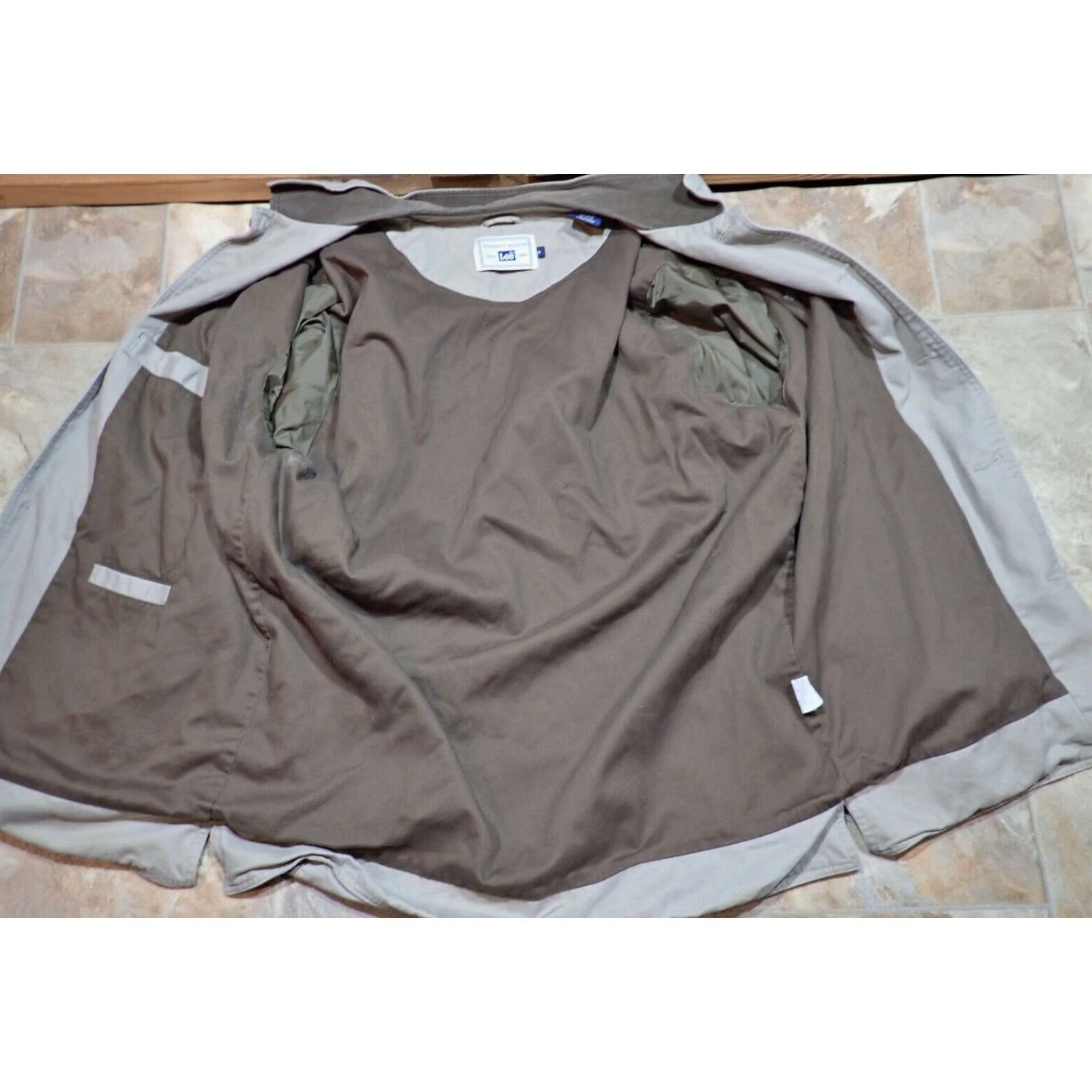 Lee VINTAGE Lee Men's Cotton Work Jacket Lined Coat sz M Beige Casual Outdoor Retro Leather Collar | Machine Washable | Fall Winter Spring Summer Size US M / EU 48-50 / 2 - 7 Thumbnail