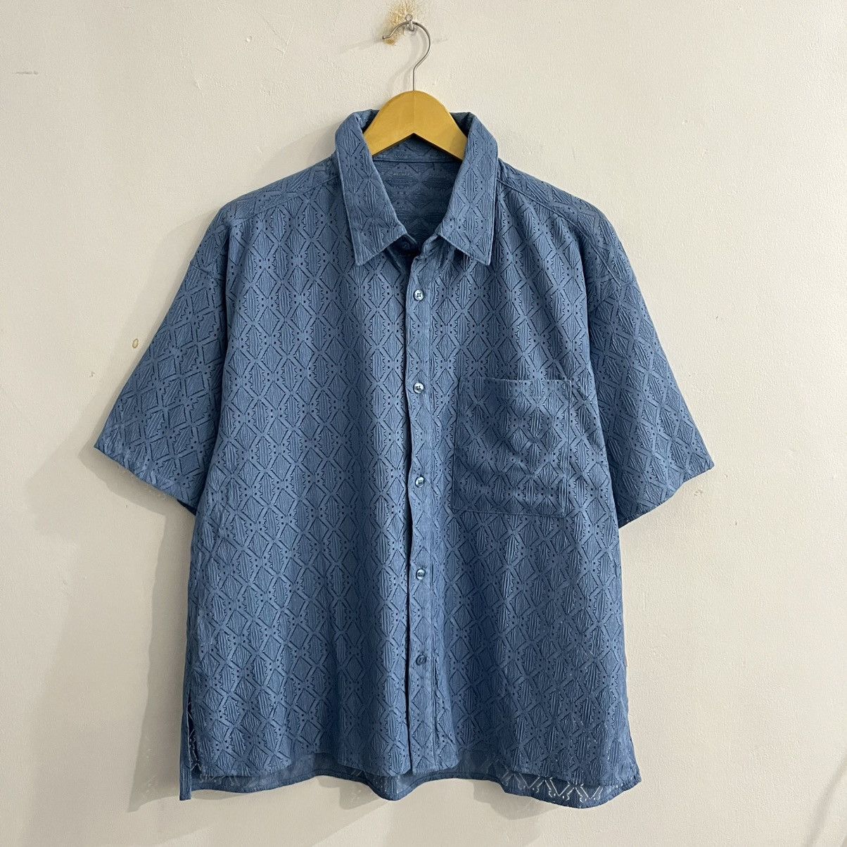 Japanese Brand Java Mesh Patterned Button Up Shirt Size US M / EU 48-50 / 2 - 1 Thumbnail