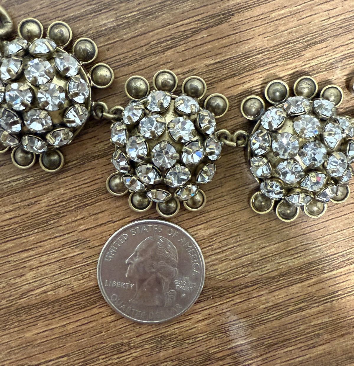 J.Crew J.Crew Vtg Gold Round Crystal Medallions Statement Necklace Size ONE SIZE - 4 Thumbnail