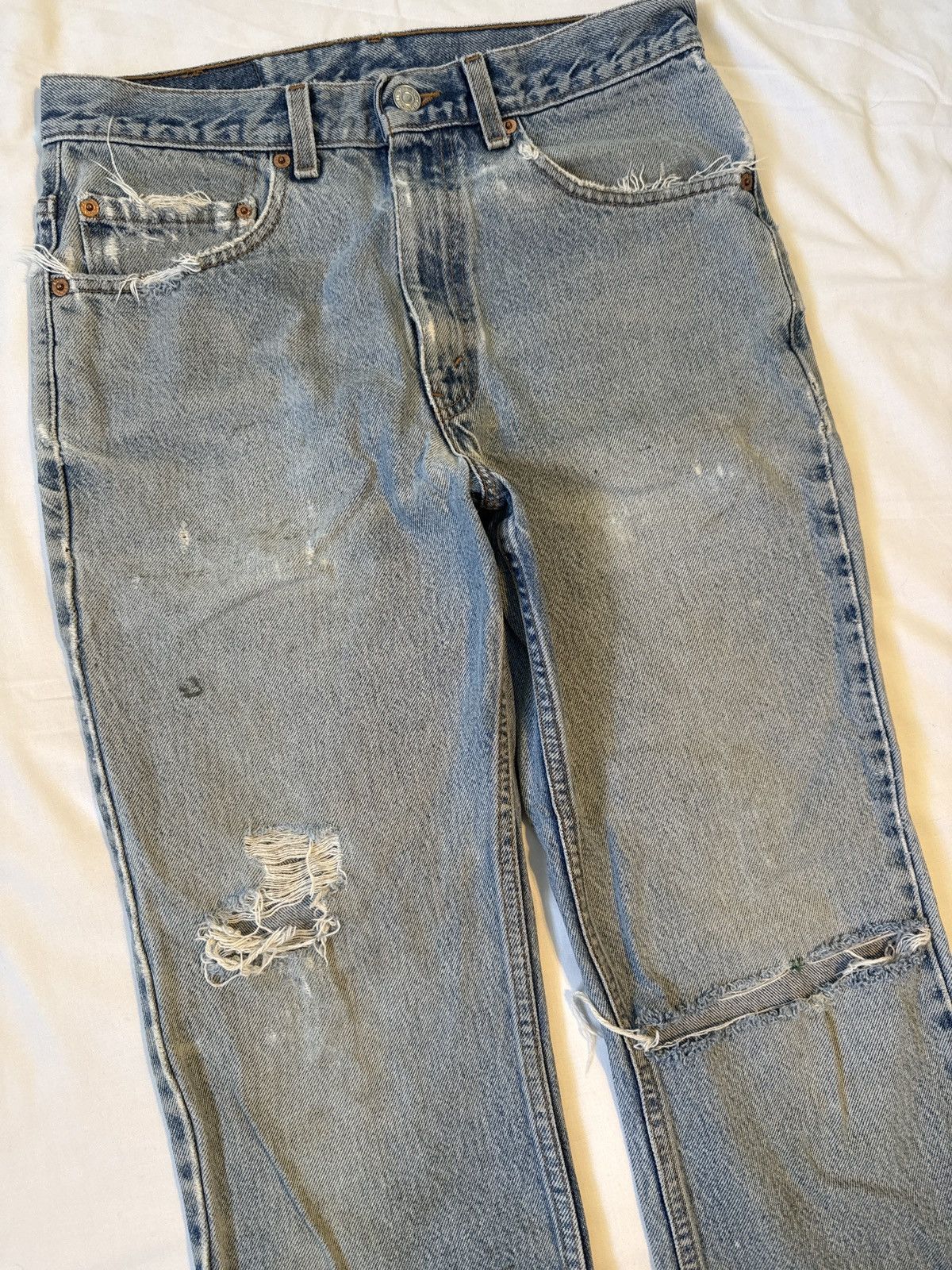Levi's Vintage 90s Levis 517 USA Distressed Blown Out Blue Jeans Size US 31 - 2 Thumbnail