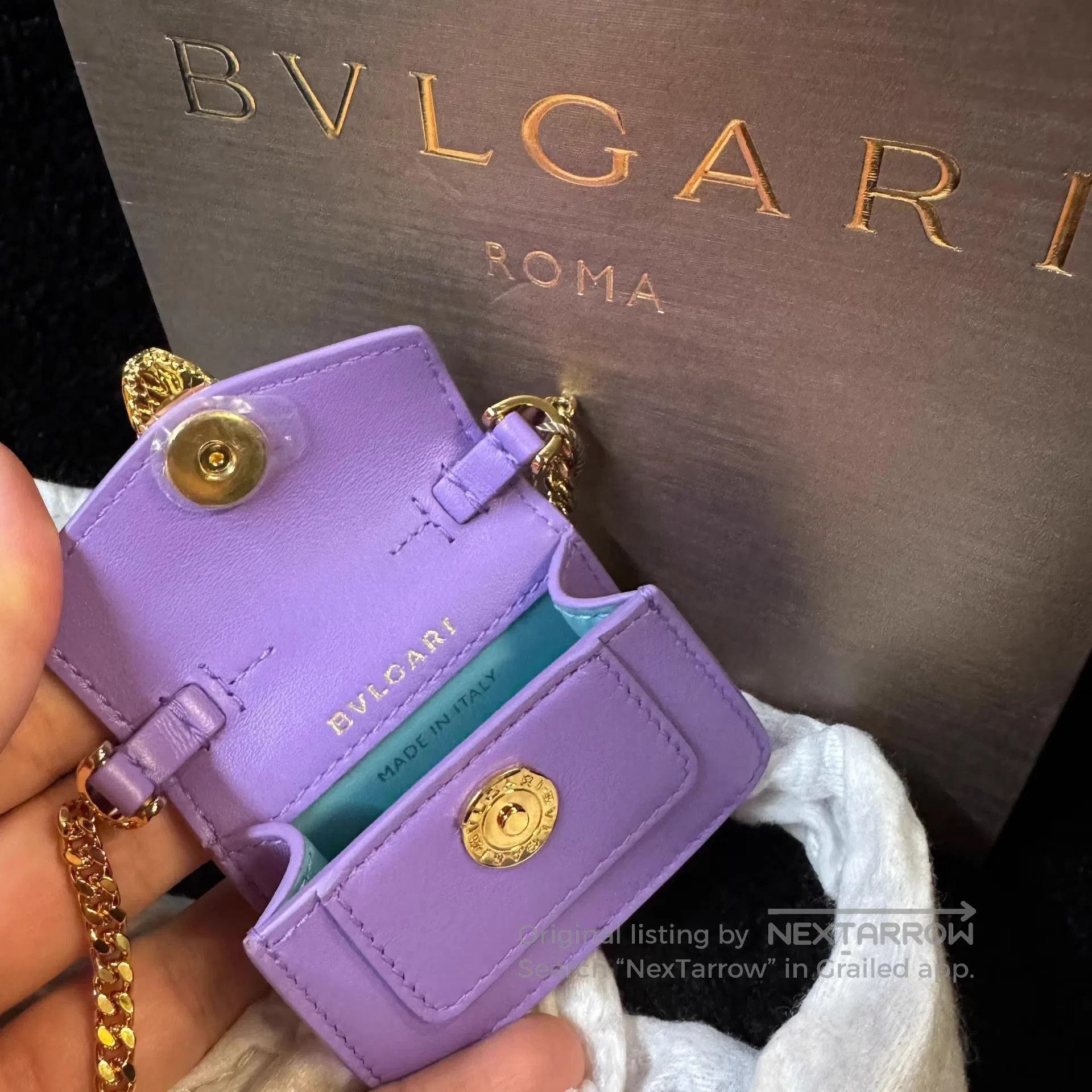 Bvlgari Purple Mini Crossbody Bag with Gold Snake Clasp. Size ONE SIZE - 3 Thumbnail