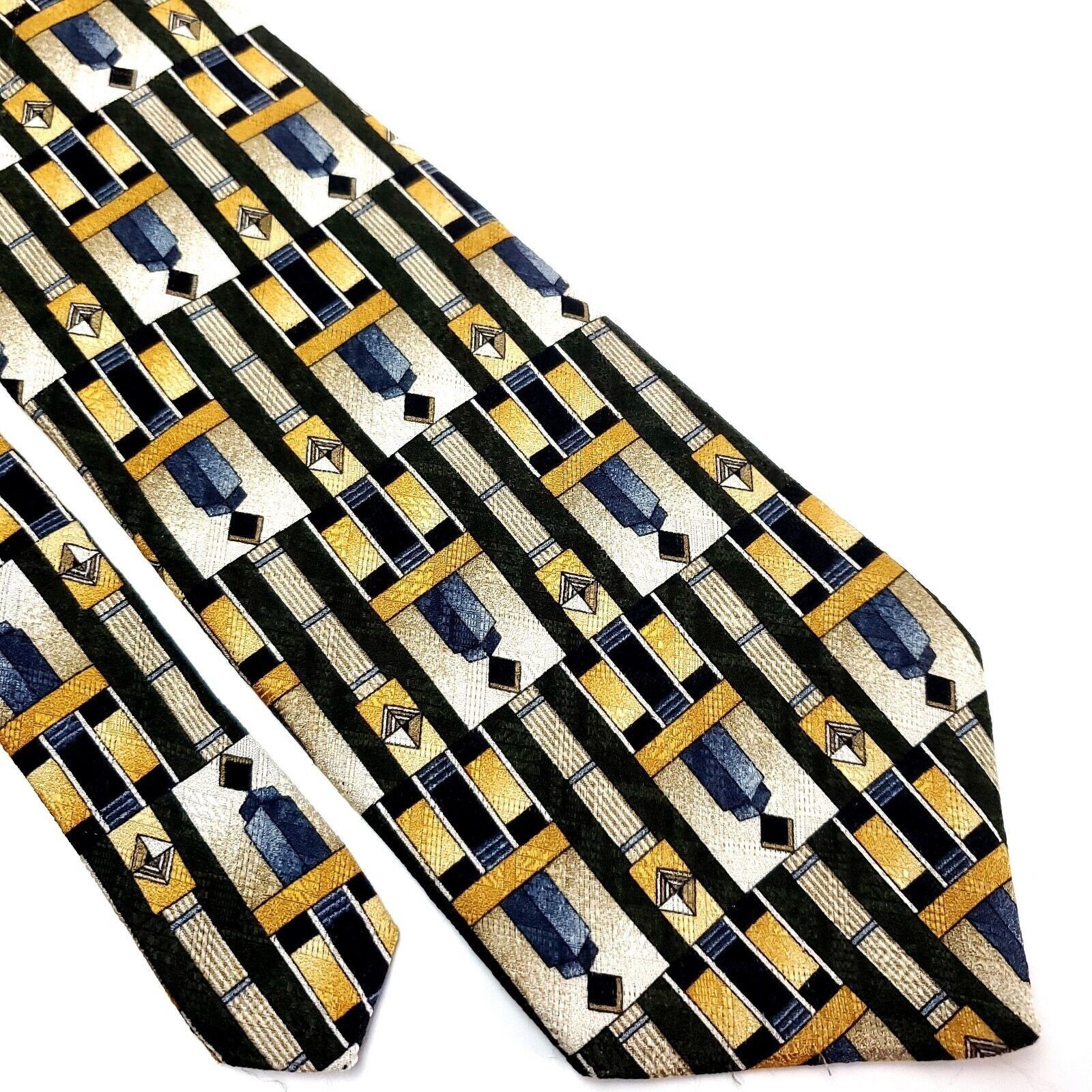 Fumagalli Fumagalli Silk Tie Print Yellow Abstract Short Wide Size ONE SIZE - 1 Thumbnail