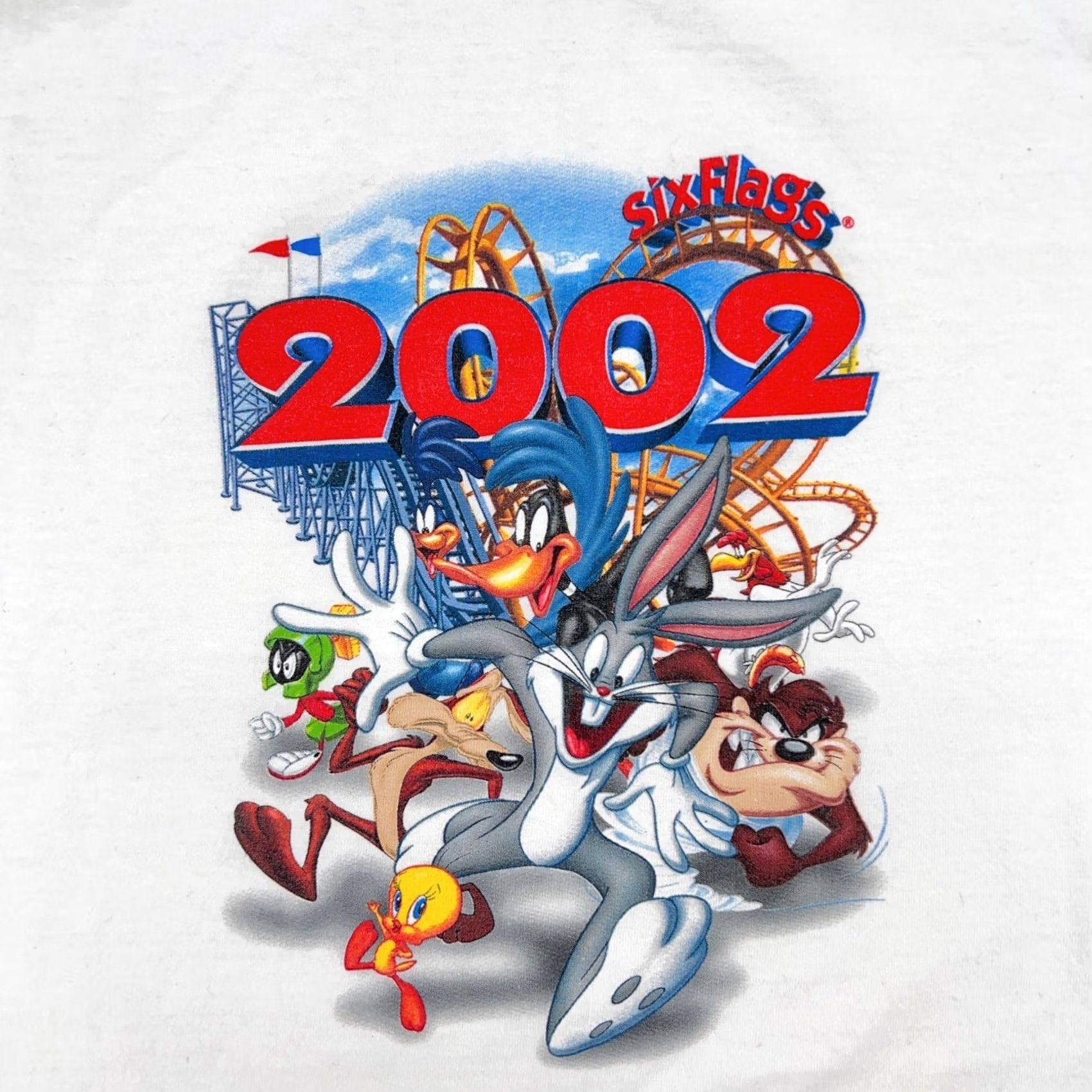 Vintage VTG SIX FLAGS LOONEY TUNES TANK TOP T-Shirt XL Theme park roller coaster Shirt Mens Vintage 90s 80s White Cotton Sleeveless Nike Size US M / EU 48-50 / 2 - 6 Thumbnail