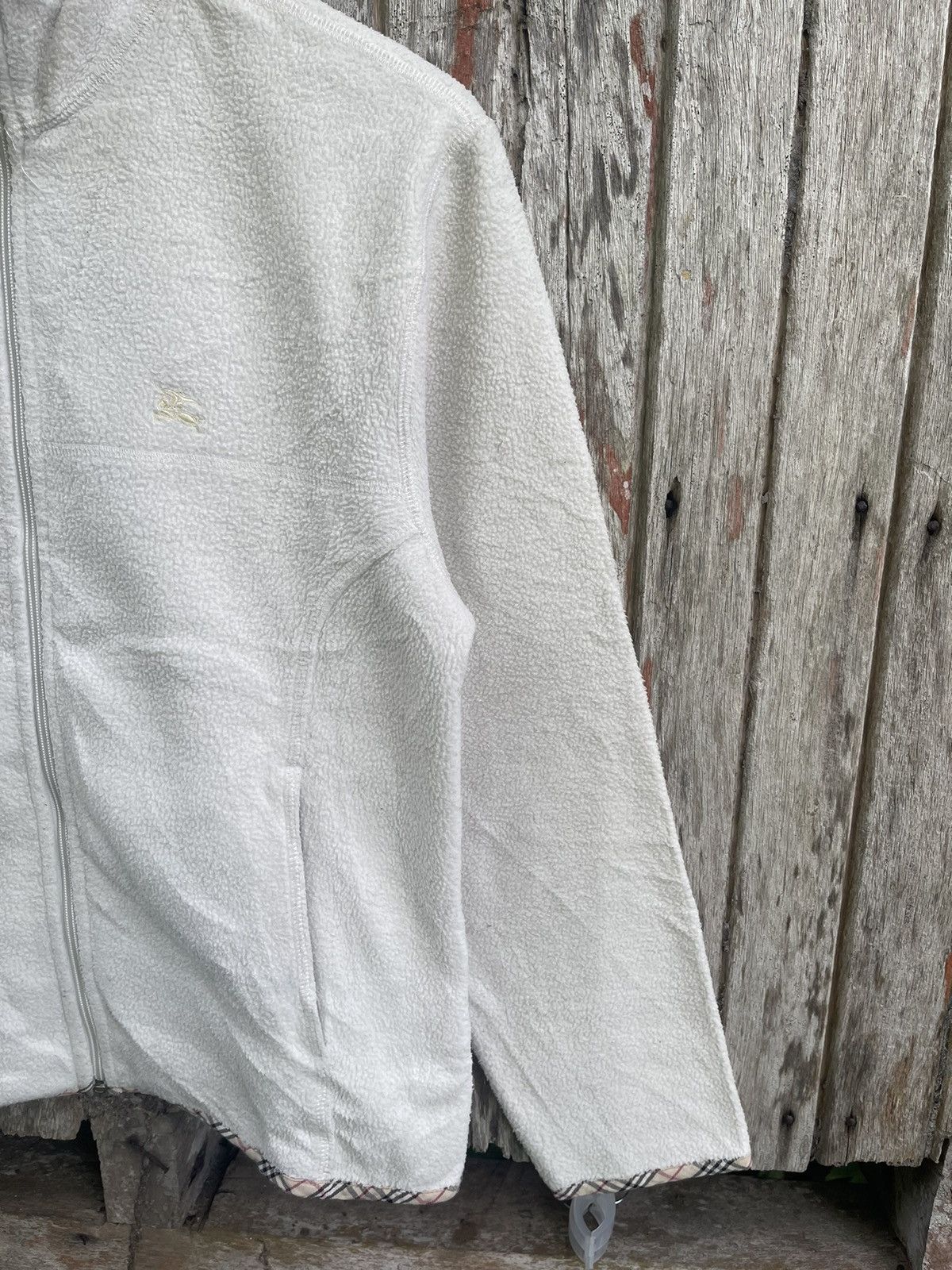 Burberry Burberry London White Fleece Zip Jacket – Nova Check Lining Size US M / EU 48-50 / 2 - 4 Thumbnail