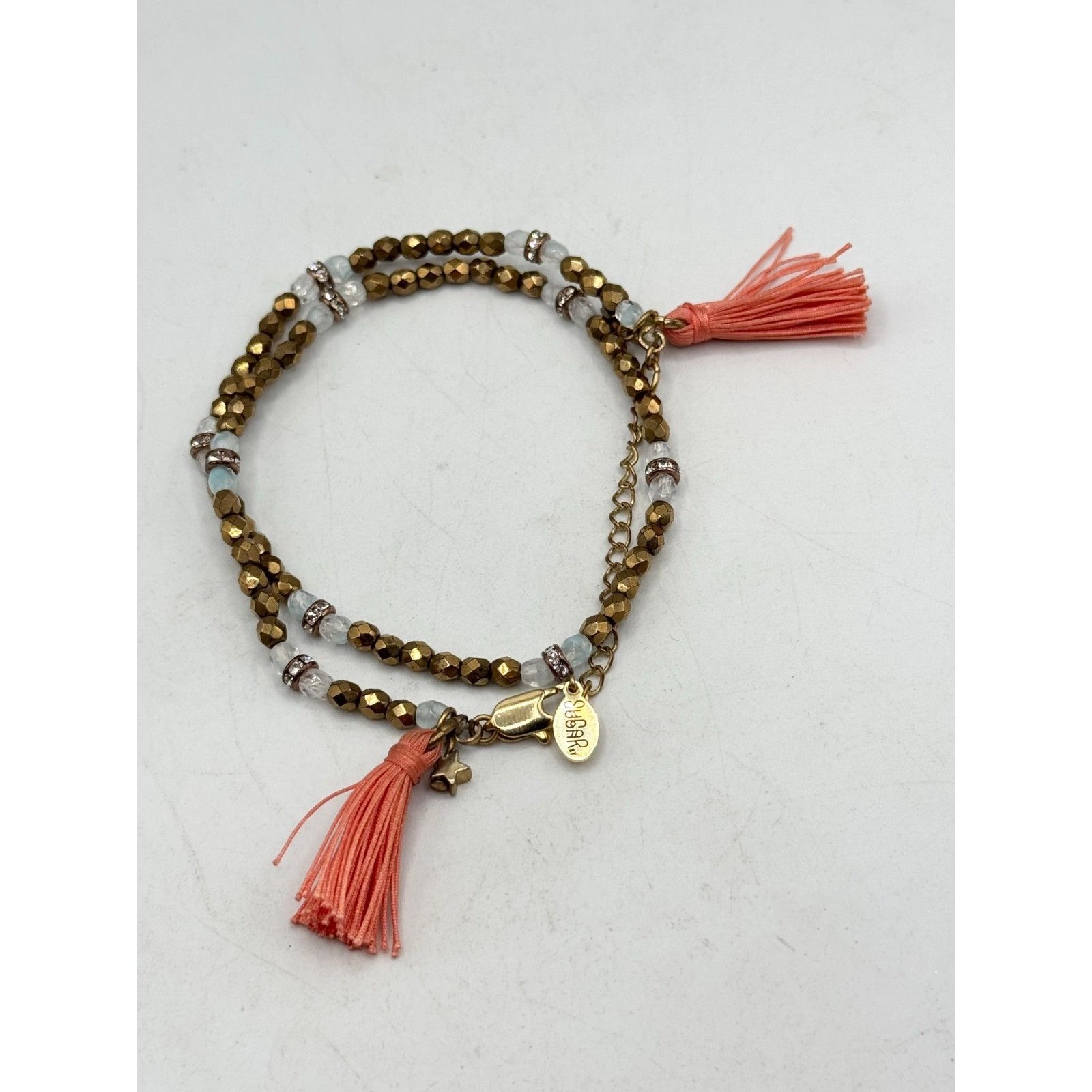 Vintage Vintage beaded crystal pink tassel wrap bracelet Size ONE SIZE - 2 Thumbnail
