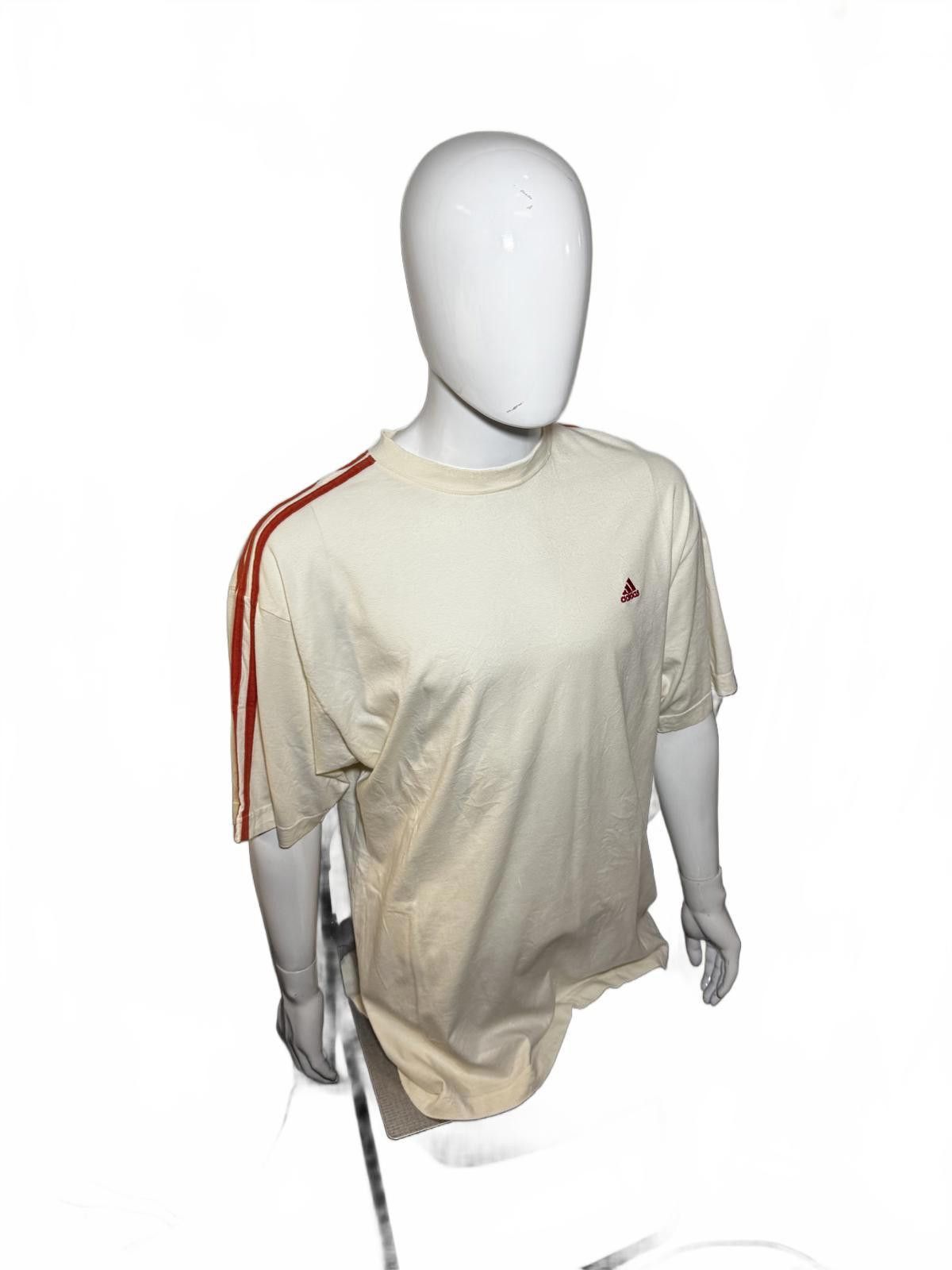 Adidas Adidas Cream T-Shirt with Red Stripes Size US XL / EU 56 / 4 - 2 Thumbnail