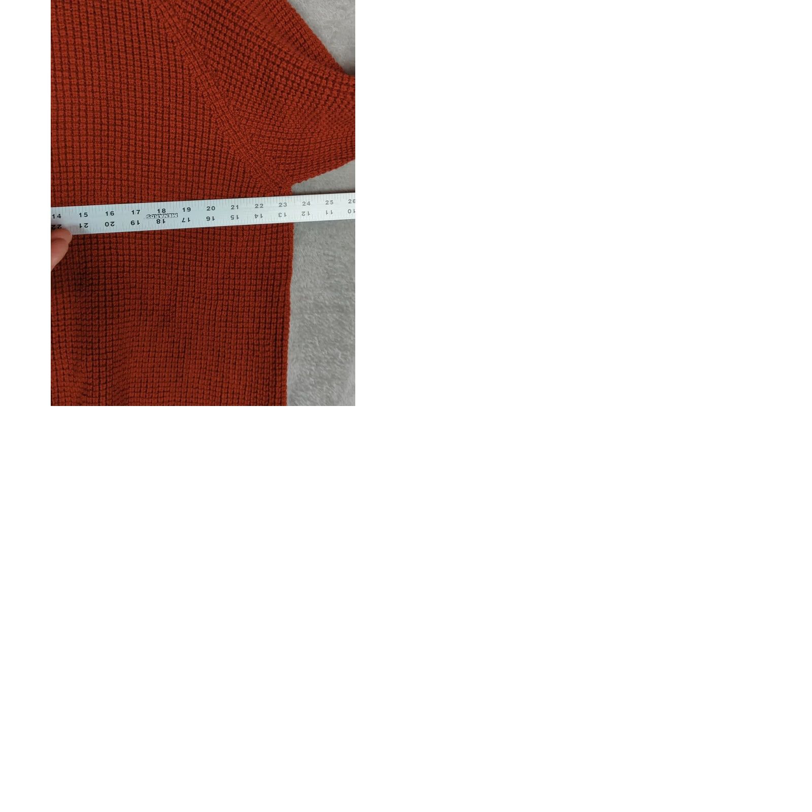 Vintage Knot Standard Womens Sweater L Terracotta Waffle-Knit Merino Wool Crew Neck Long Sleeve Pullover Relaxed Minimalist Quiet Luxury Dry Clean Only Size L / US 10 / IT 46 - 9 Thumbnail