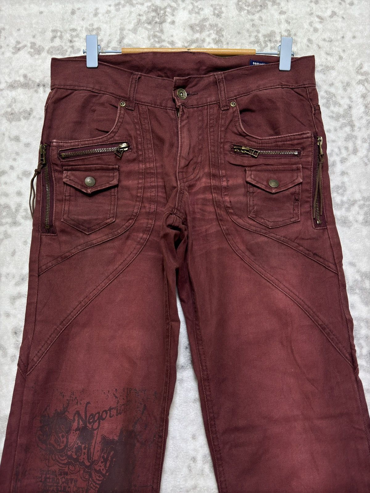 If Six Was Nine Y2K Semantic Design Japanese Punk Flare Jeans Gimmick Denim Size US 30 / EU 46 - 3 Thumbnail