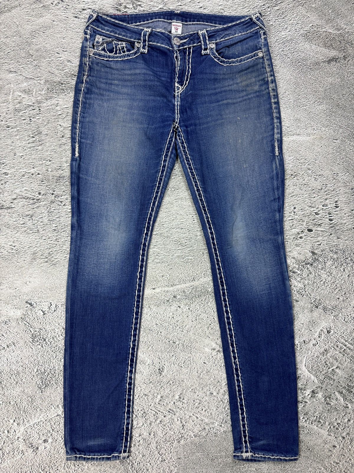 True Religion True Religion blue jeans white thick stitching skinny Size US 32 / EU 48 - 6 Thumbnail