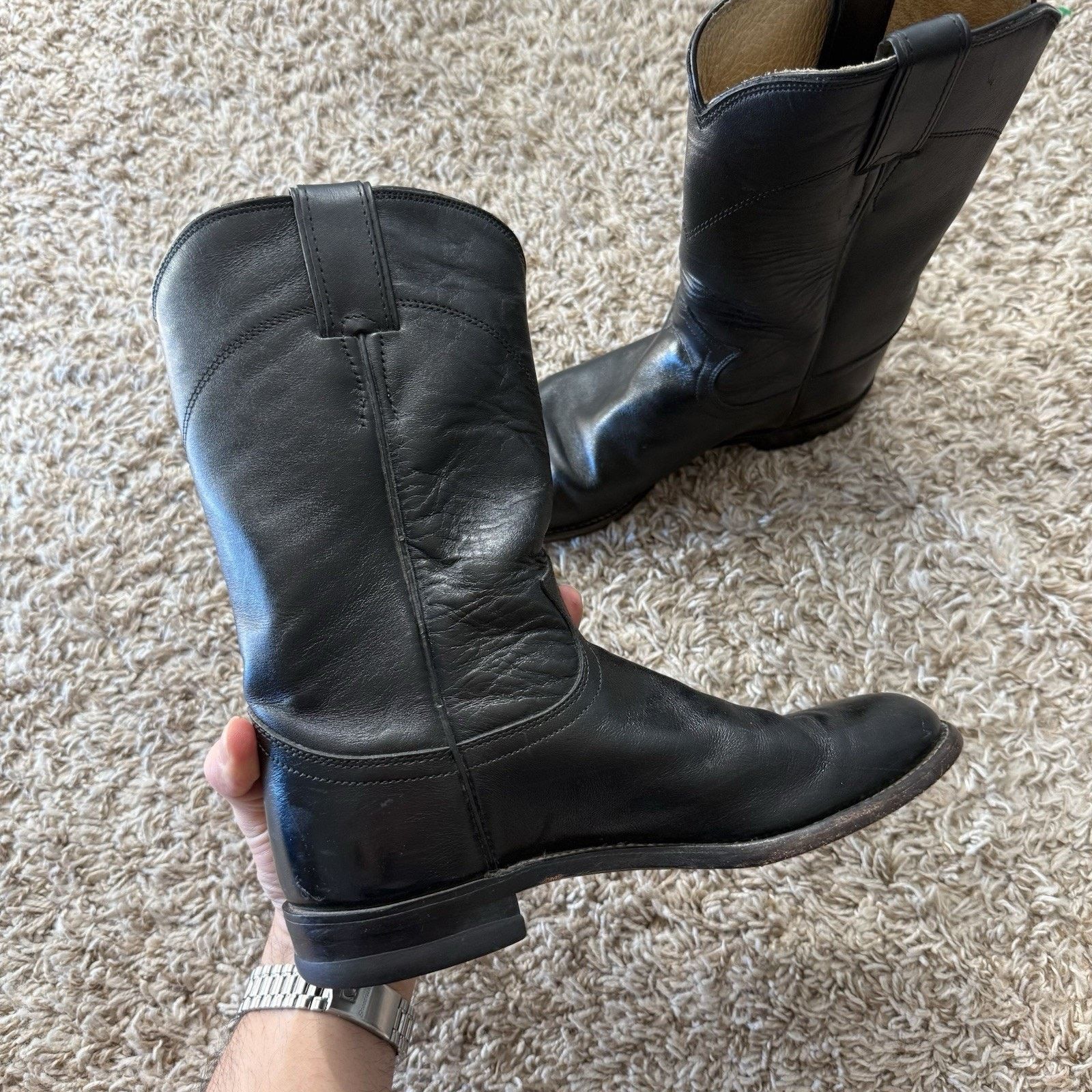 Justin Boots Justin Black Classic Roper Cowboy Boot L3703 Ladies Size 6 B Size US 6 / IT 36 - 6 Thumbnail