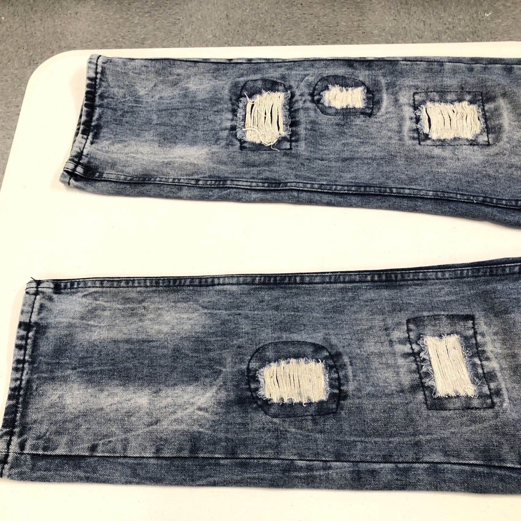 Denime Parish Nation Jeans Mens Size 36x30.5 Denim Distressed Patches Jeans Straight 5-Pocket 34 Tag Blue 100% Cotton Regular Size US 34 / EU 50 - 5 Thumbnail