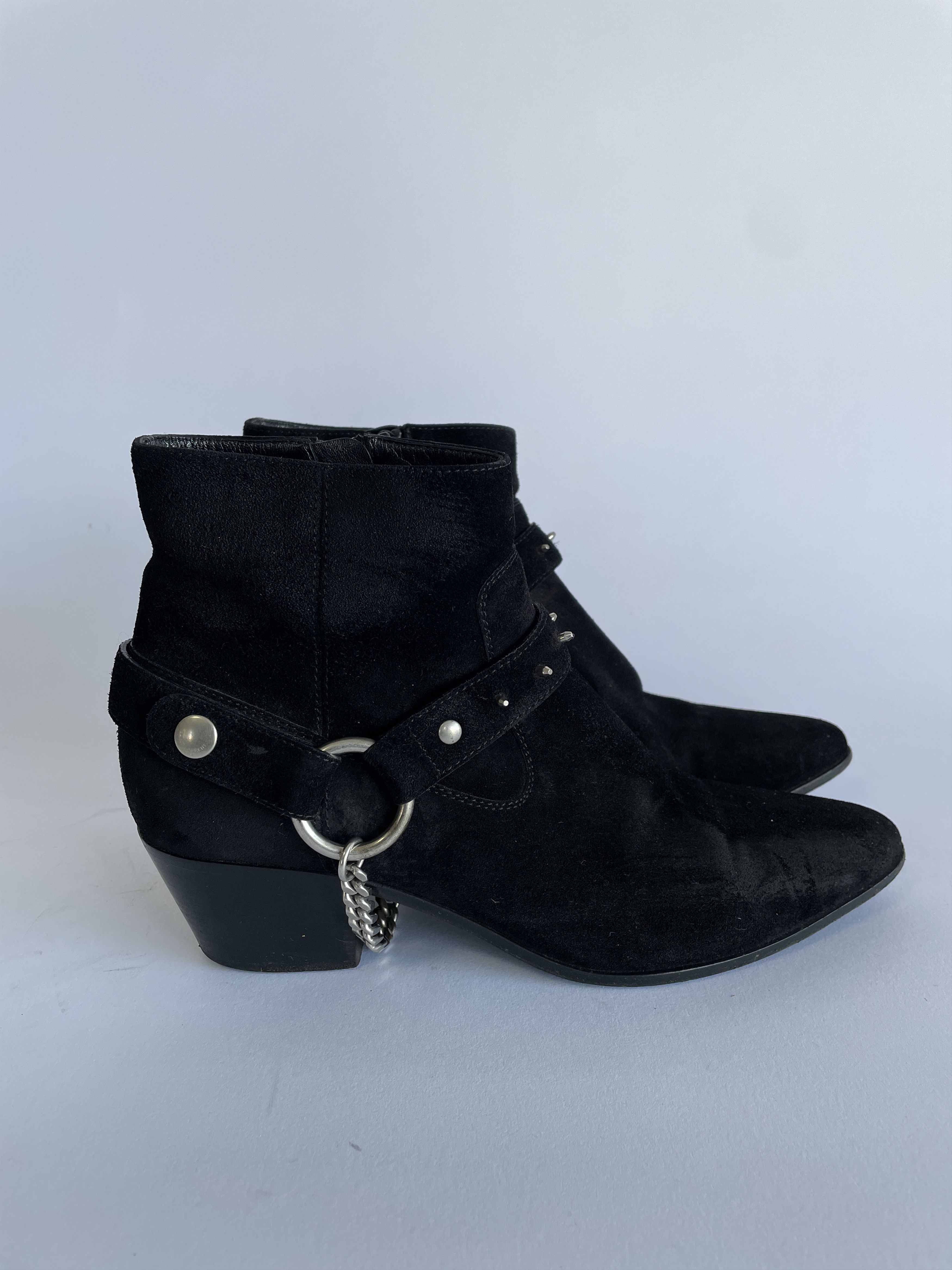 Saint Laurent Paris Saint Laurent Black Harness Suede Ankle Boots Size 37 EU Size US 7 / IT 37 - 1 Thumbnail