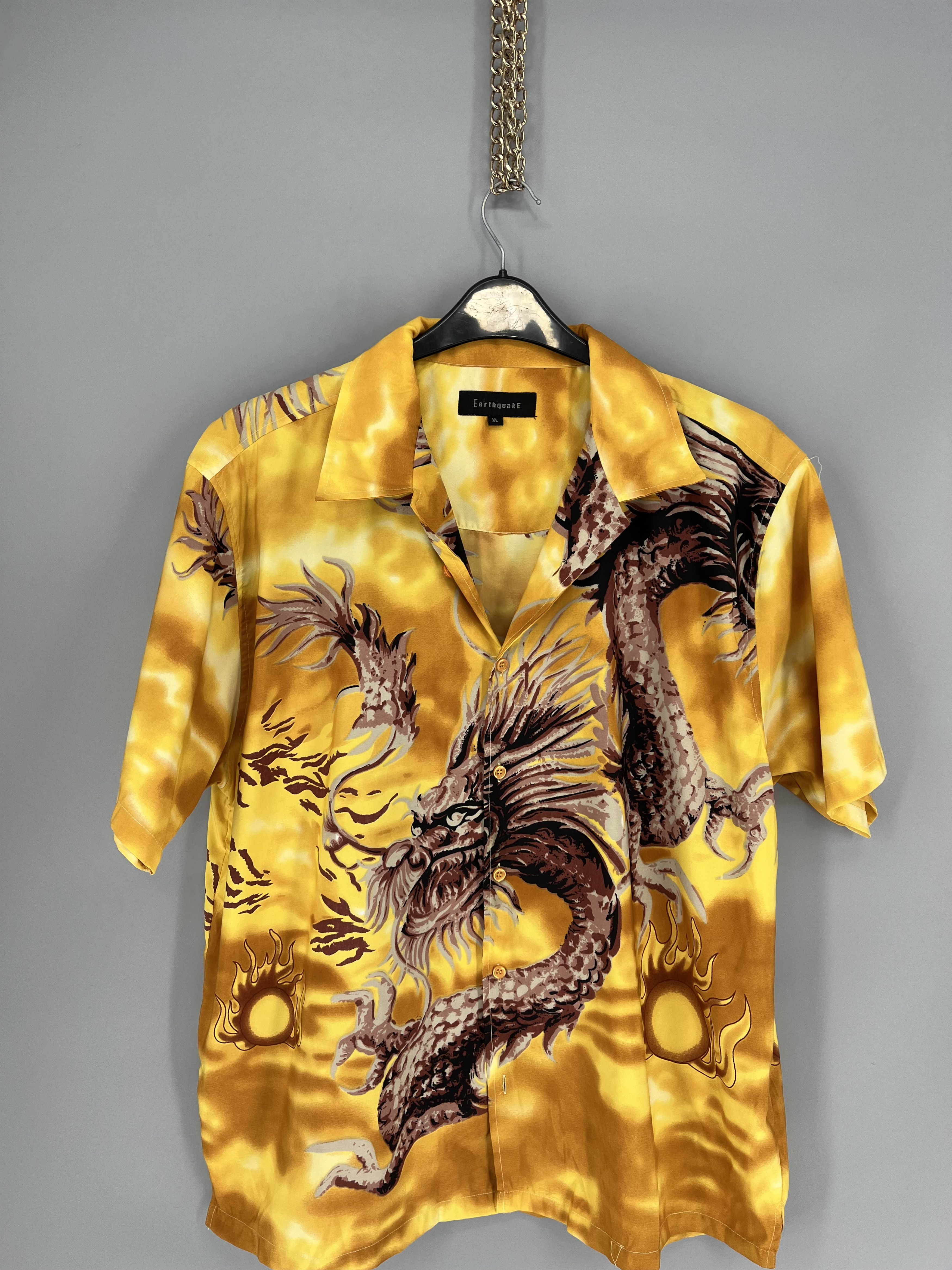 Japanese Brand Vintage Japanese Dragon Yellow Hawaiian Crazy Shirt Size US XL / EU 56 / 4 - 6 Thumbnail