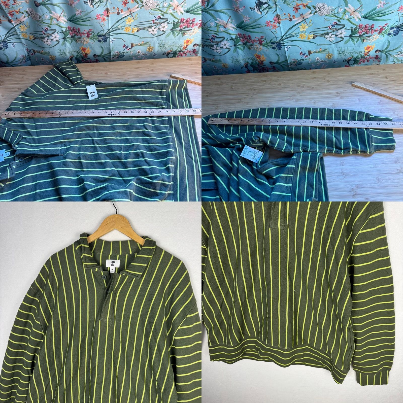 Vintage Mode of One Mens XXL Wild Ivy French Terry Polo Shirt Long Sleeve NEW Size US XXL / EU 58 / 5 - 8 Thumbnail