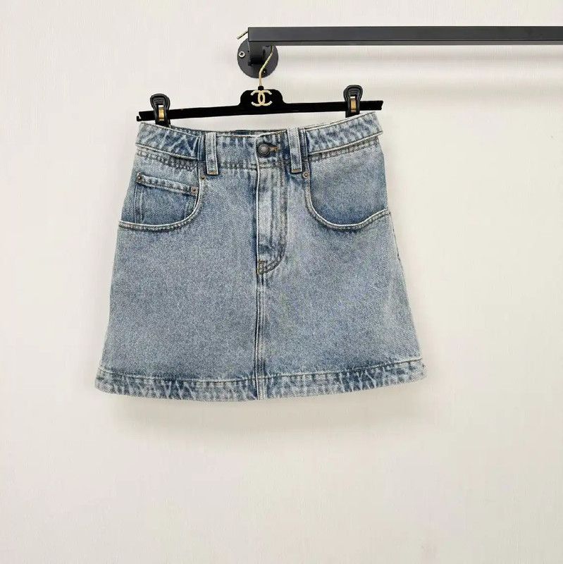 Louis Vuitton Louis Vuitton Light Blue Denim Mini Skirt 0089 Size 22" - 1 Thumbnail