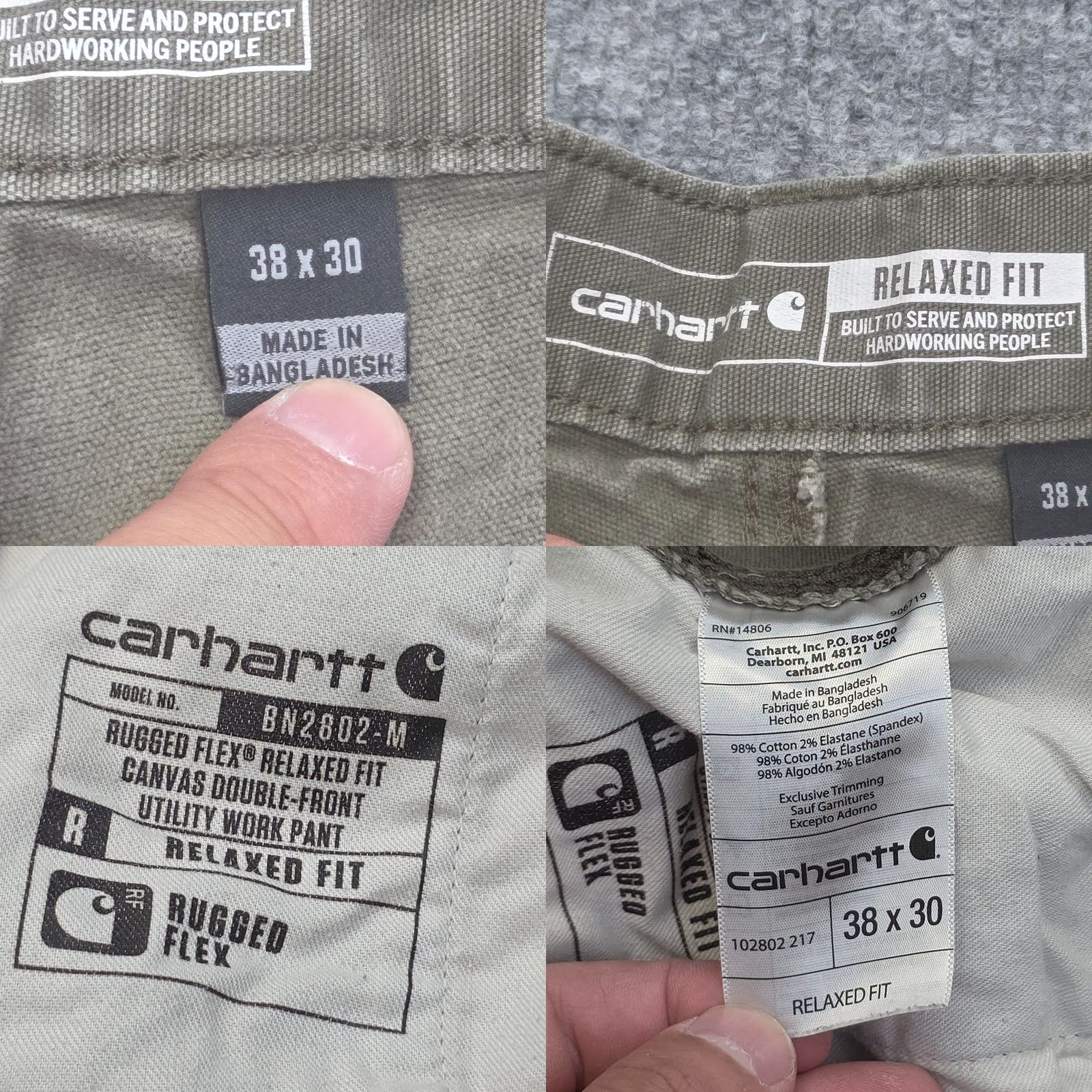 Carhartt Carhartt Double Knee Relaxed Rugged Pants Mens 38 x 30 (FITS 36 x 27) Green MOS - Workwear Size US 36 / EU 52 - 8 Thumbnail