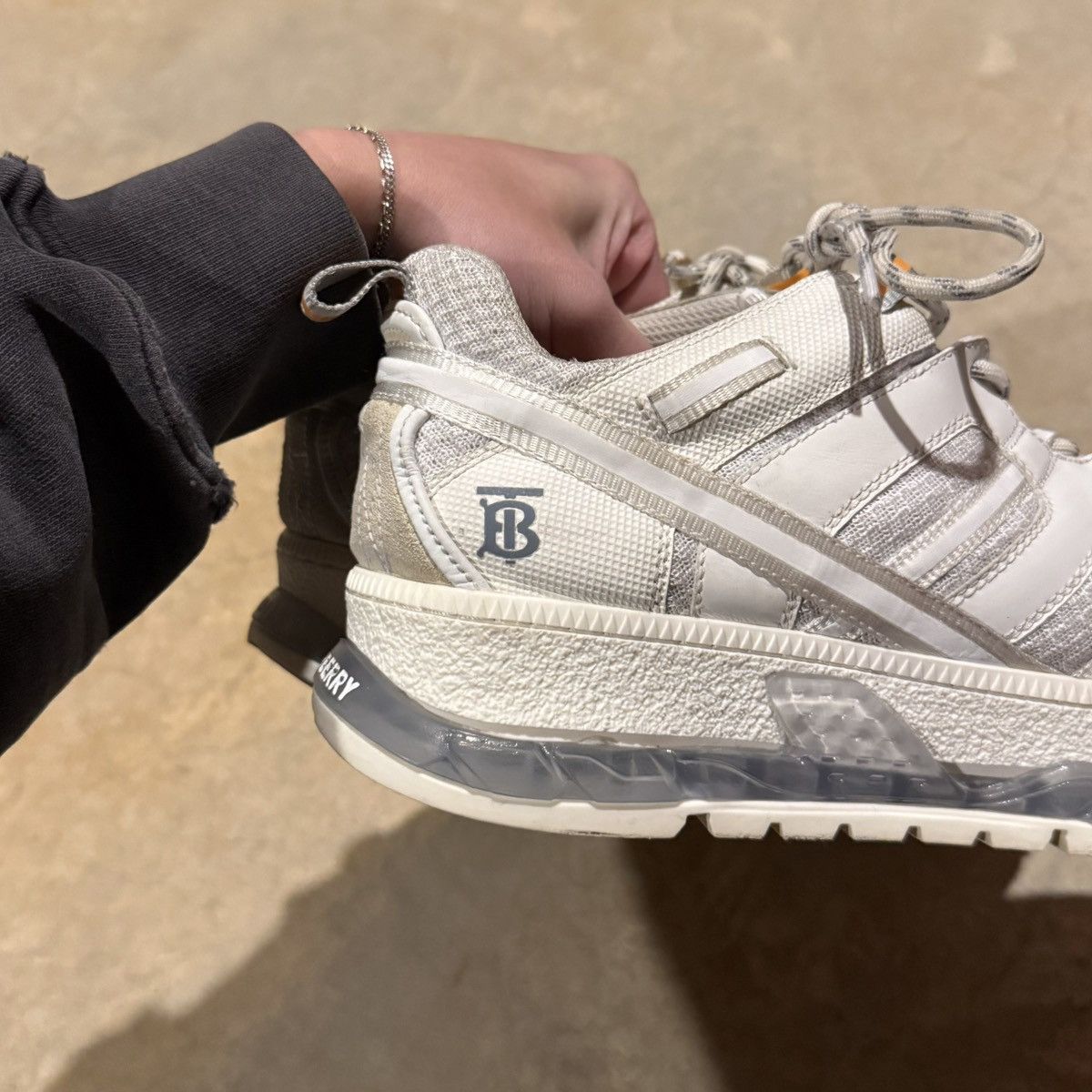Burberry Burberry Union Mesh Leather Sneakers White US 12 Size US 12 / EU 45 - 8 Thumbnail