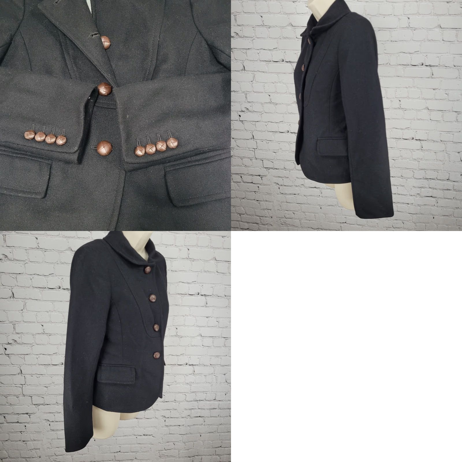 J.Crew J.CREW Jacket Black Wool Blend Brown Buttoned Lined Collared Pockets 2 Size XS / US 0-2 / IT 36-38 - 9 Thumbnail