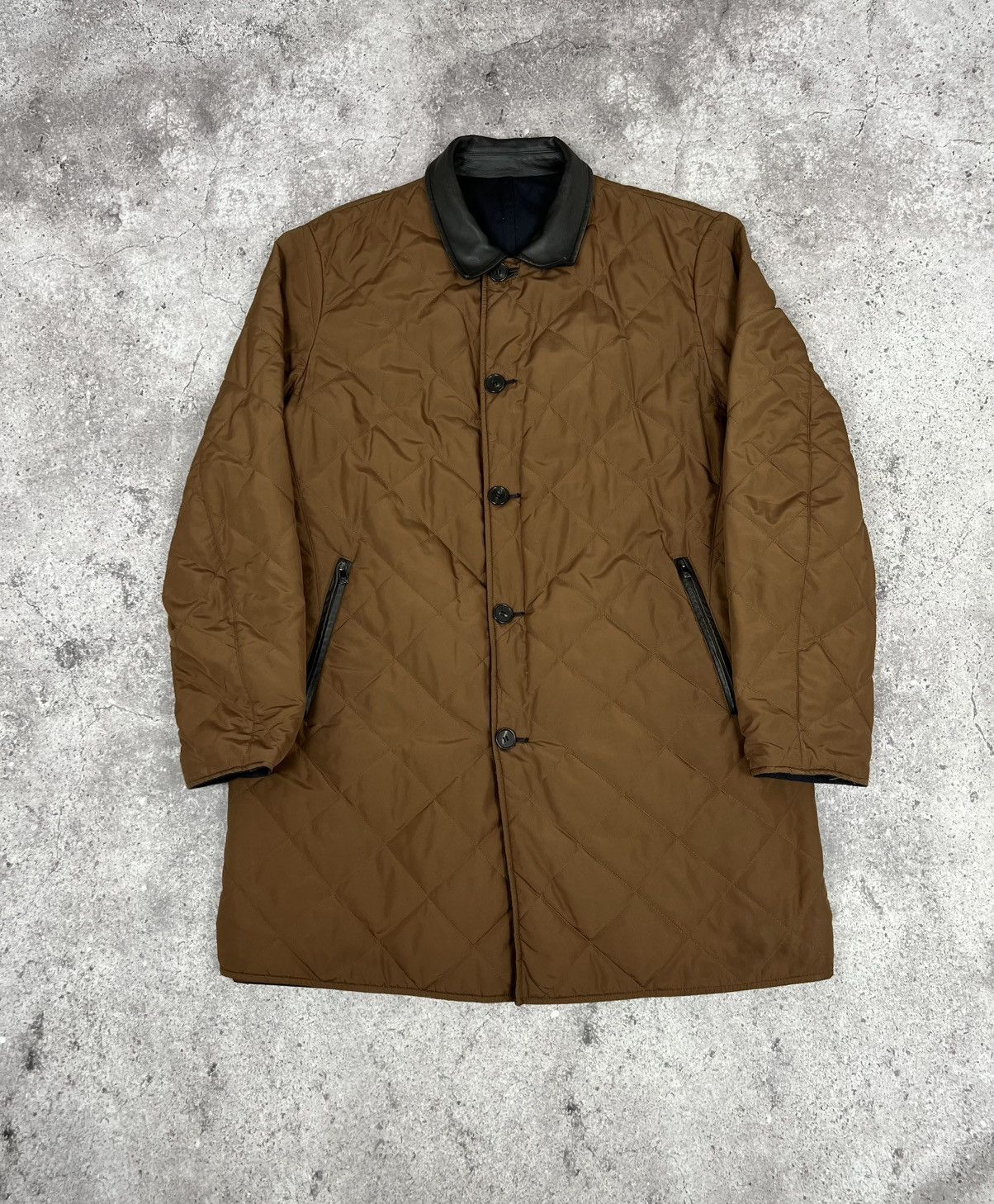 Corneliani Corneliani Reversible Coat Jacket Brown Blue Size US L / EU 52-54 / 3 - 1 Thumbnail