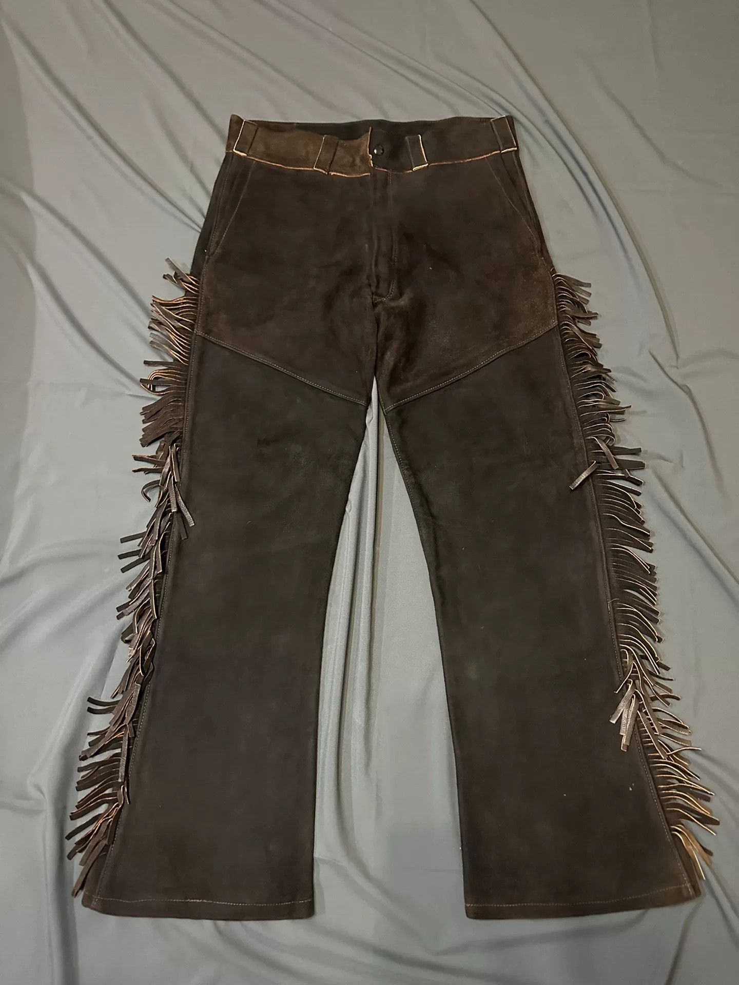 Vintage vintage 70s western fringed leather pants Size 30" / US 8 / IT 44 - 1 Thumbnail