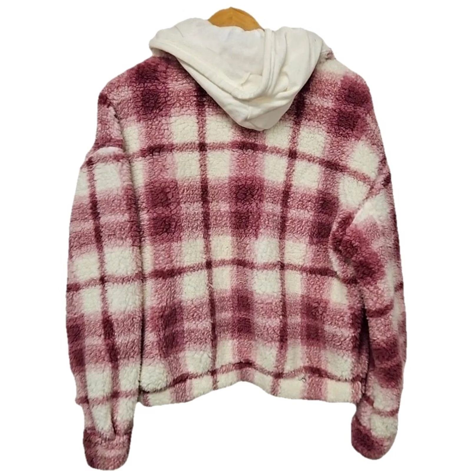 Vintage No Boundaries Pink Plaid Sherpa Shacket Hoodie Jacket Cozy Soft Girl Y2K Fleece M 8-10 Women S Size S / US 4 / IT 40 - 5 Thumbnail